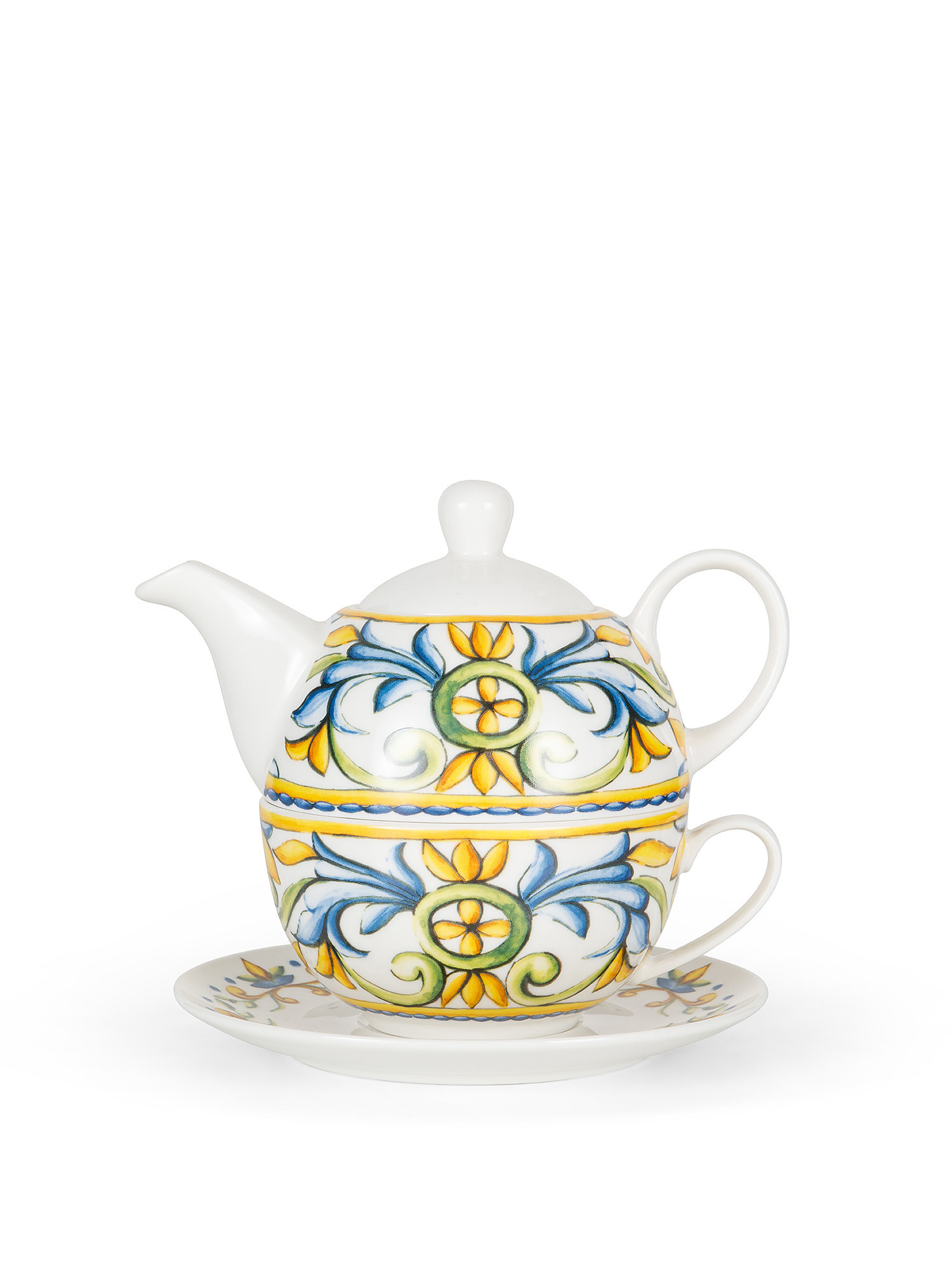 Teaforone new bone china motivo limoni, Bianco, large image number 0
