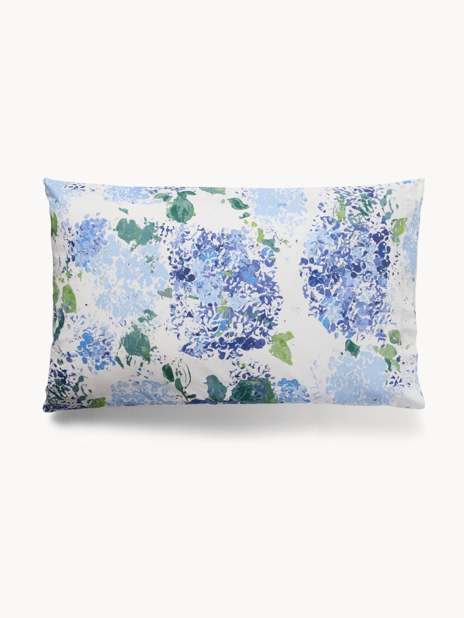 Hydrangea-patterned washed cotton pillowcase, Multicolor, large image number 1