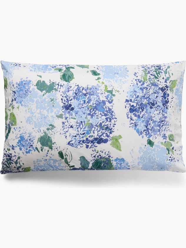 Federa in cotone lavato fantasia ortensie