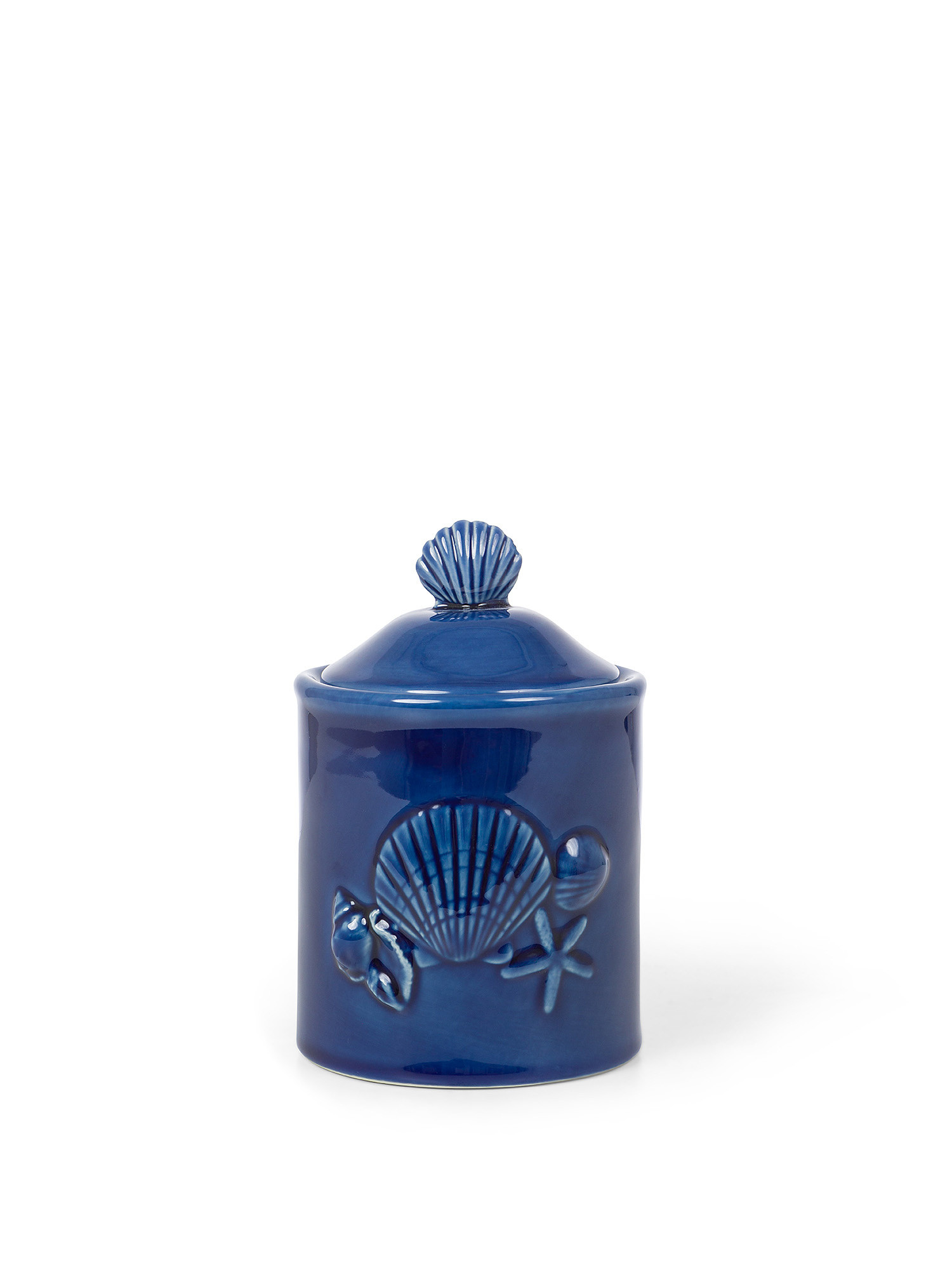 Barattolo porcellana motivo conchiglie, Blu, large image number 0