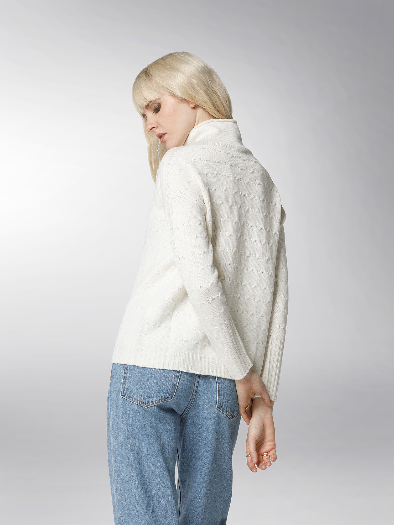 K Collection - Knitted turtleneck pullover, Ecru, large image number 4