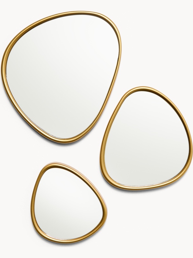 Set of 3 gold-framed mirrors