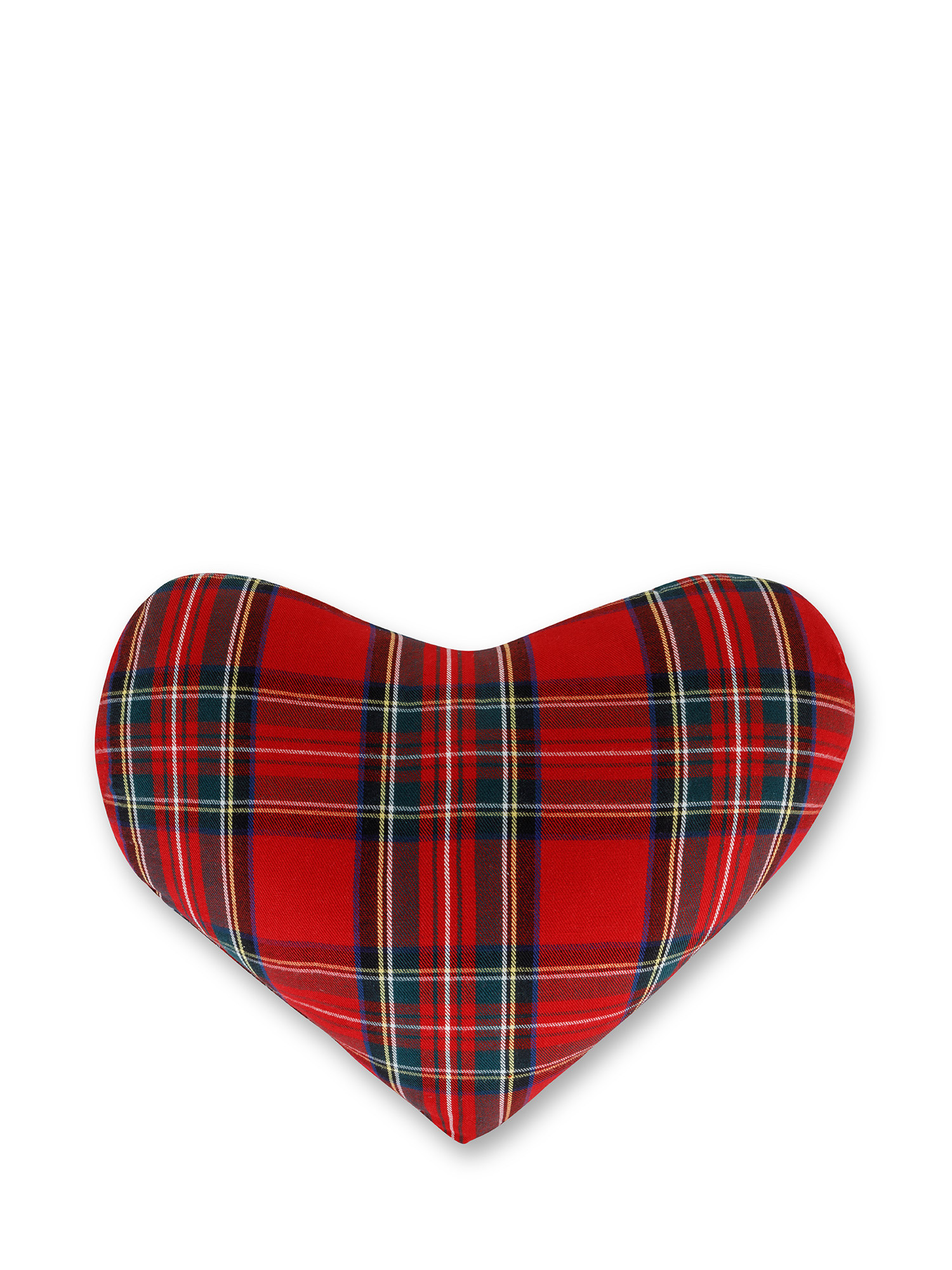 Tartan heart cushion, Red, large image number 0