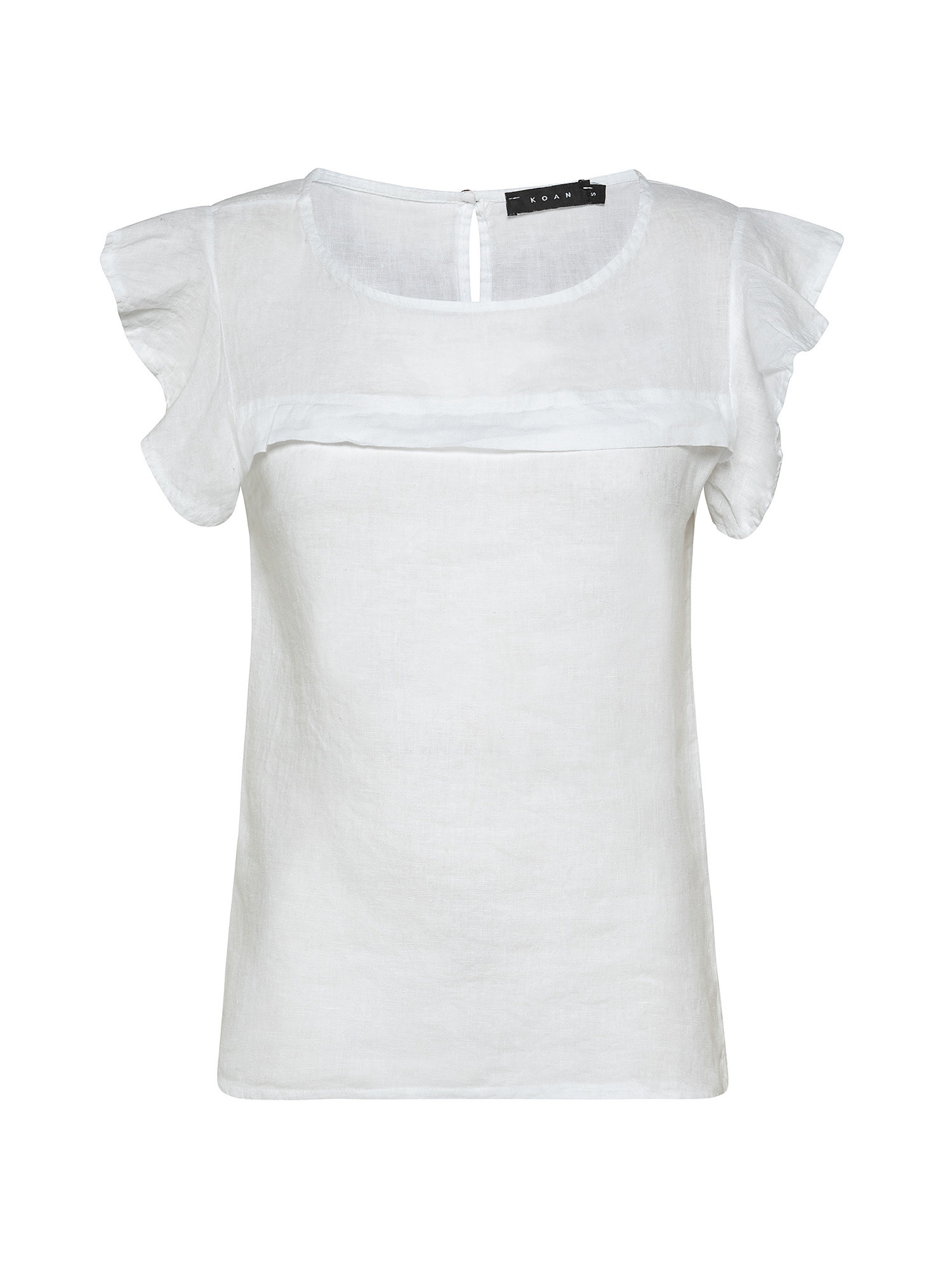 Solid color pure linen blouse, White, large image number 0