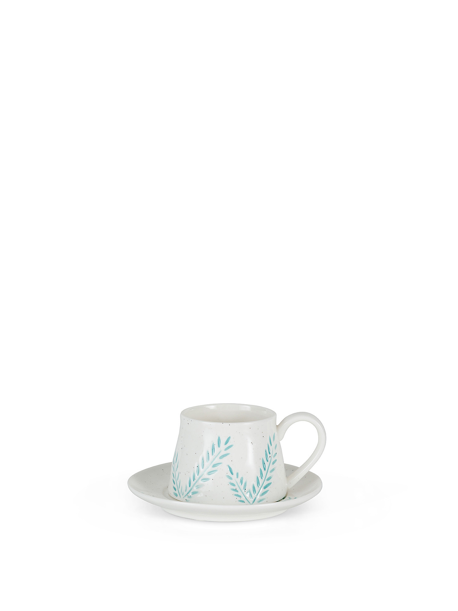 Tazza caffè in porcellana motivo foliage, Bianco, large image number 0
