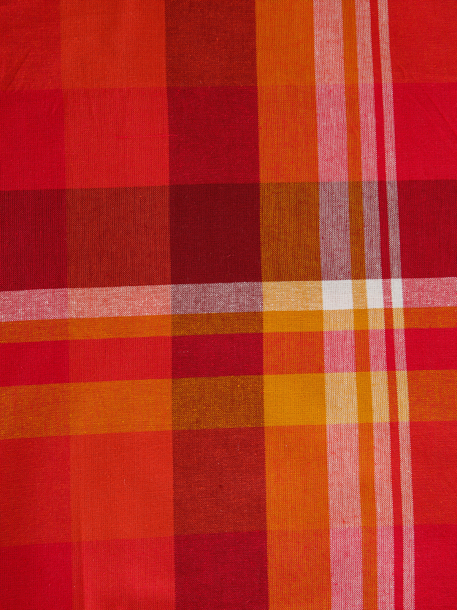 Check motif cotton furnishing towel, Red, large image number 1