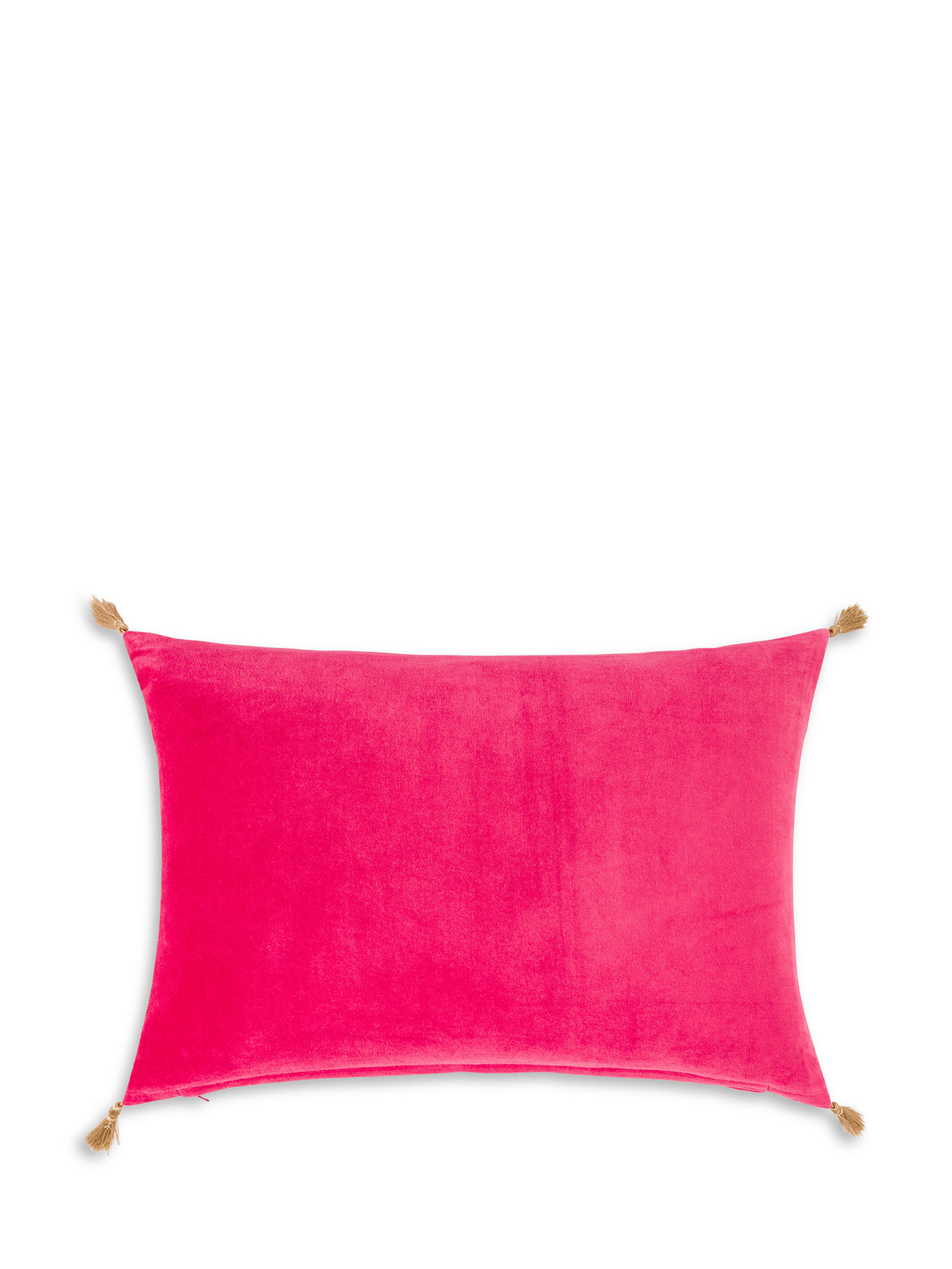 Cuscino velluto con nappine 35X55cm, Rosa fuxia, large image number 1