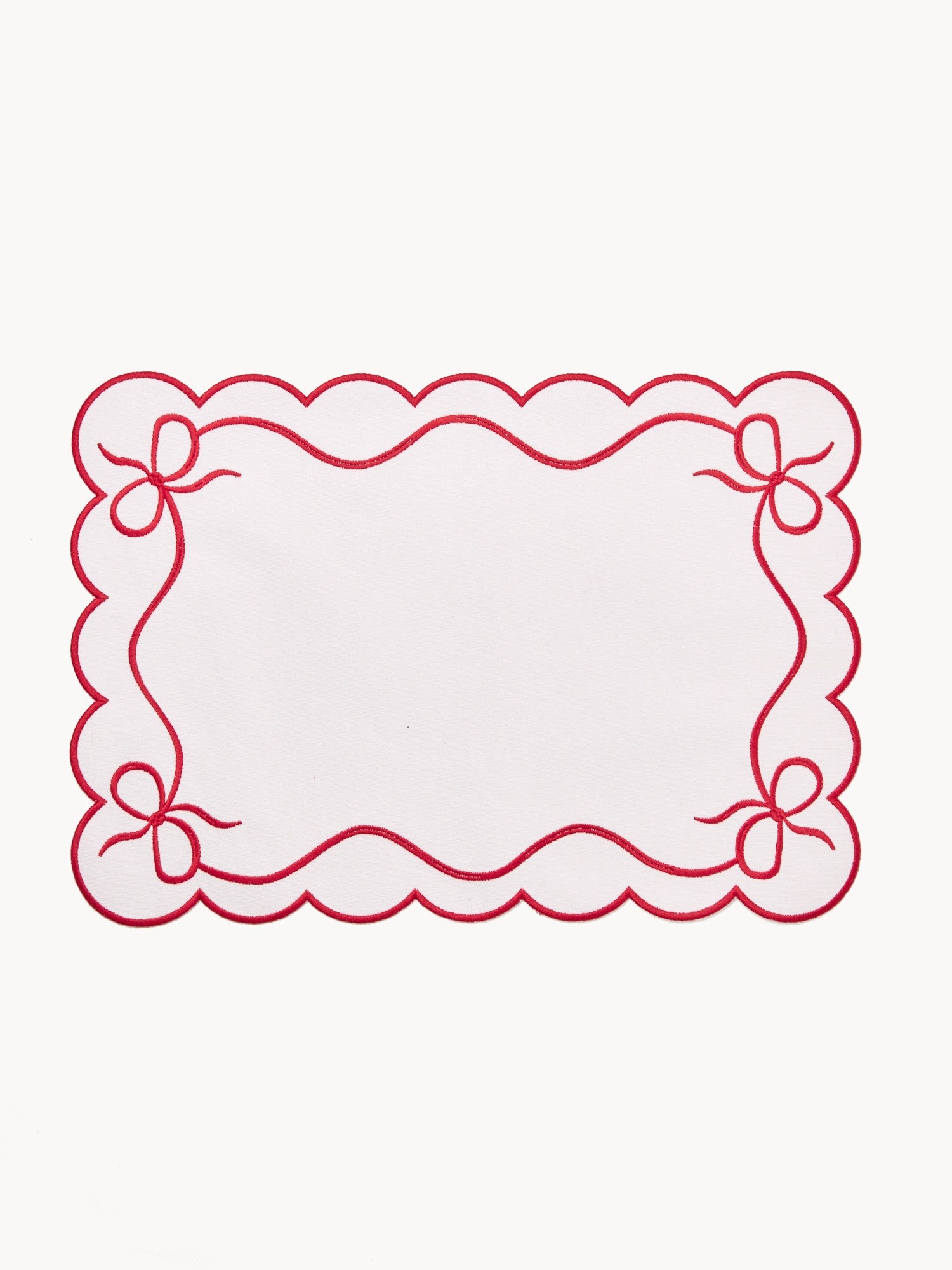 Cotton placemat with placed embroidery, Bianco/Rosso, large image number 0