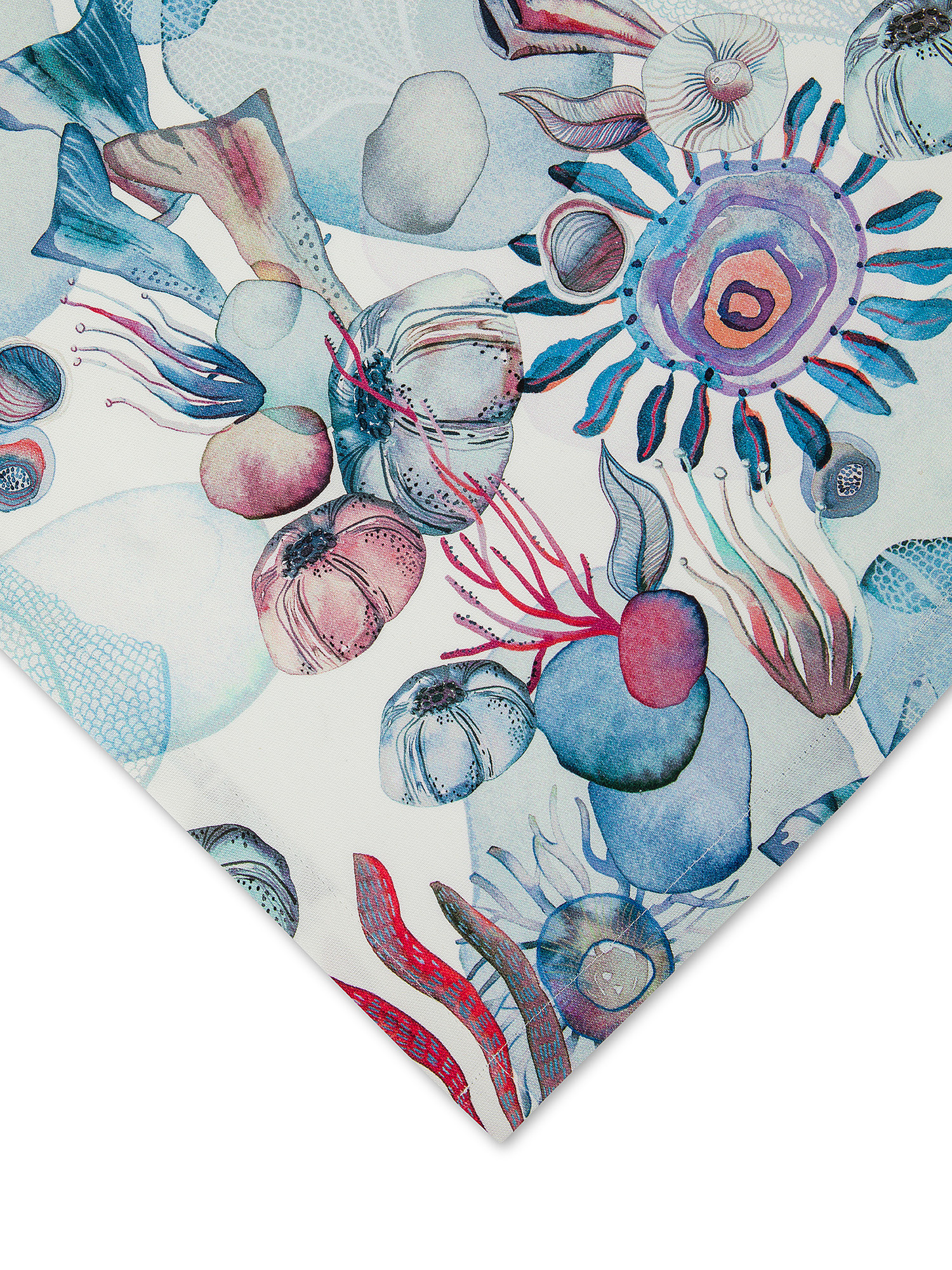 Seabed print cotton panama centerpiece, Multicolor, large image number 1