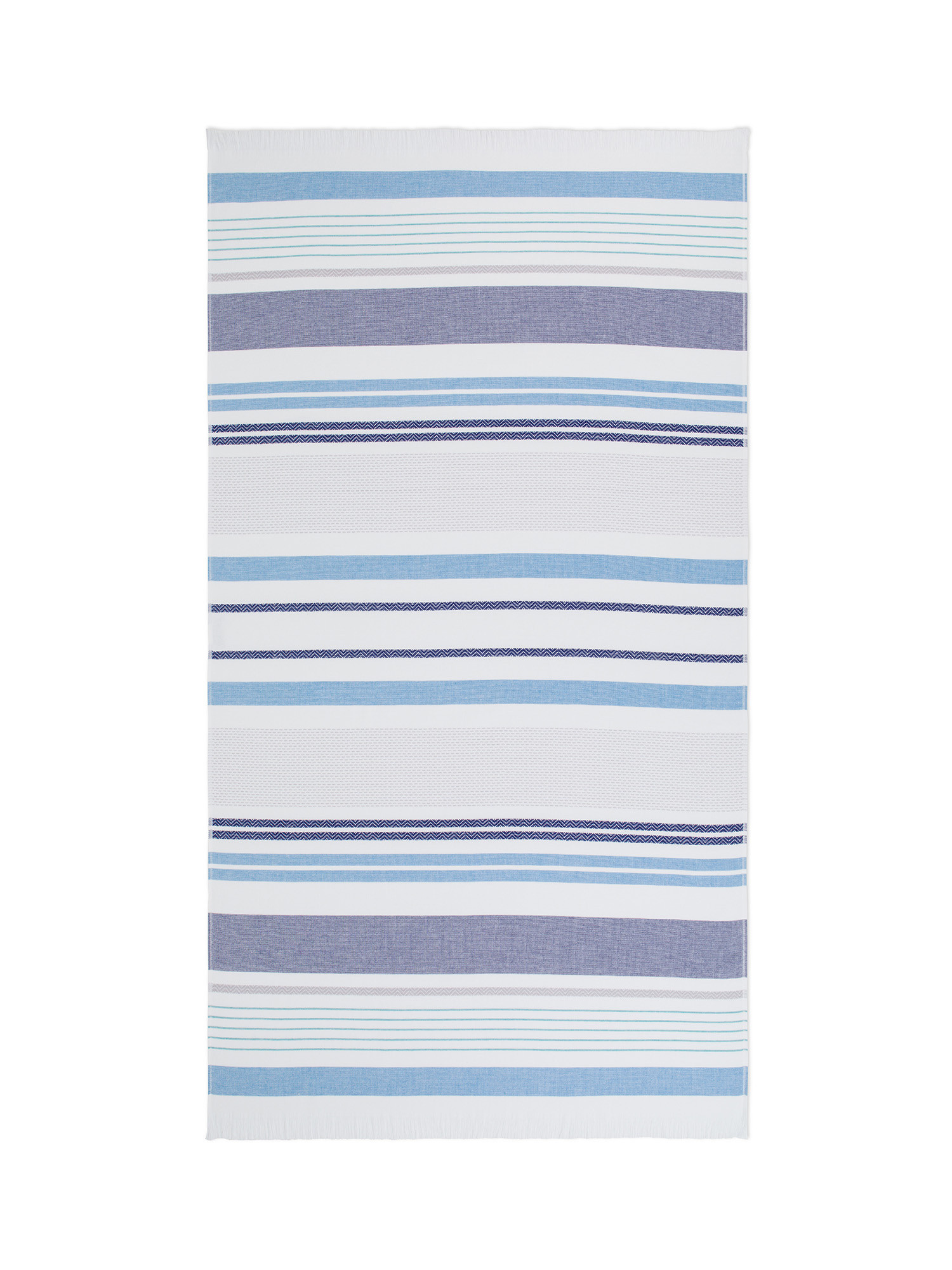 Pure cotton striped hammam beach towel, Turquoise, large image number 0