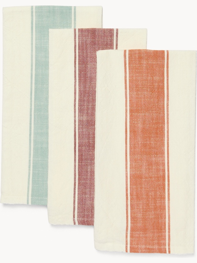 Set of 3 pure cotton yarn-dyed tea towels - Discounted Price