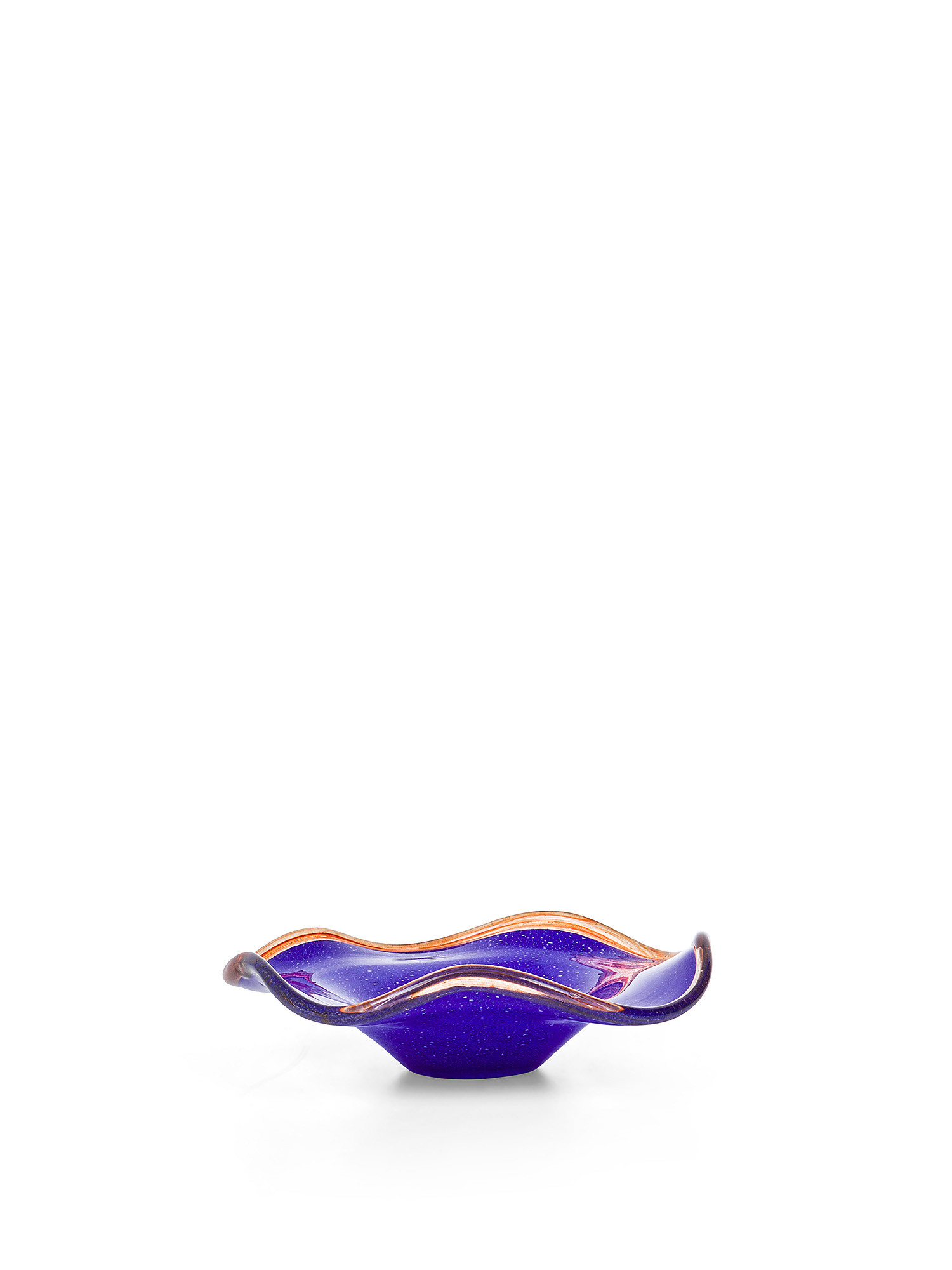 Piatto decorativo in vetro colorato in pasta con bordo a contrasto, Blu, large image number 0