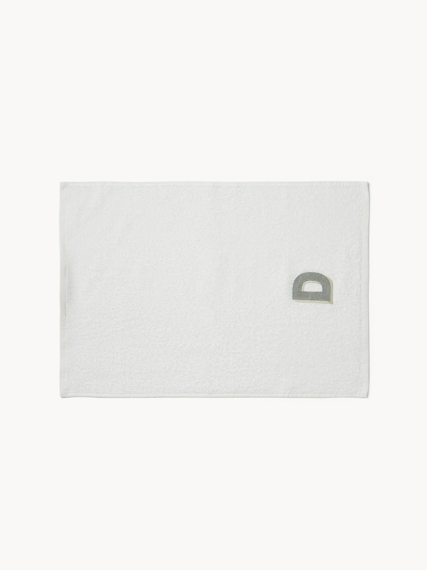 Set 2 asciugamani in spugna di cotone ricamo lettera D, Bianco, large image number 1