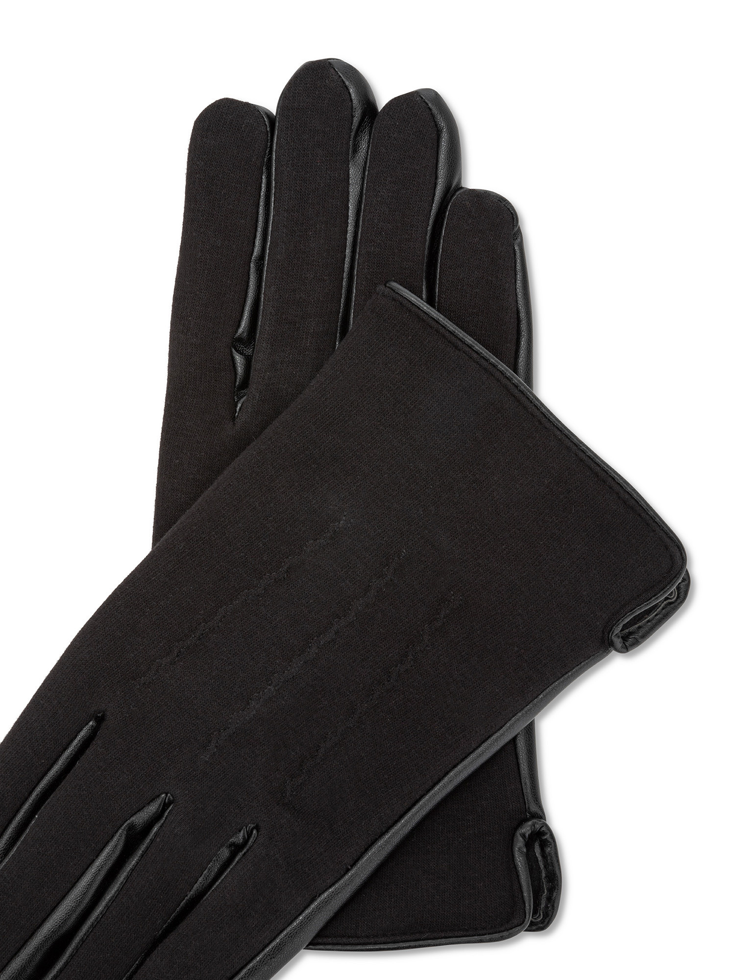 Luca D'Altieri - Gloves in jersey and eco-leather, Black, large image number 1