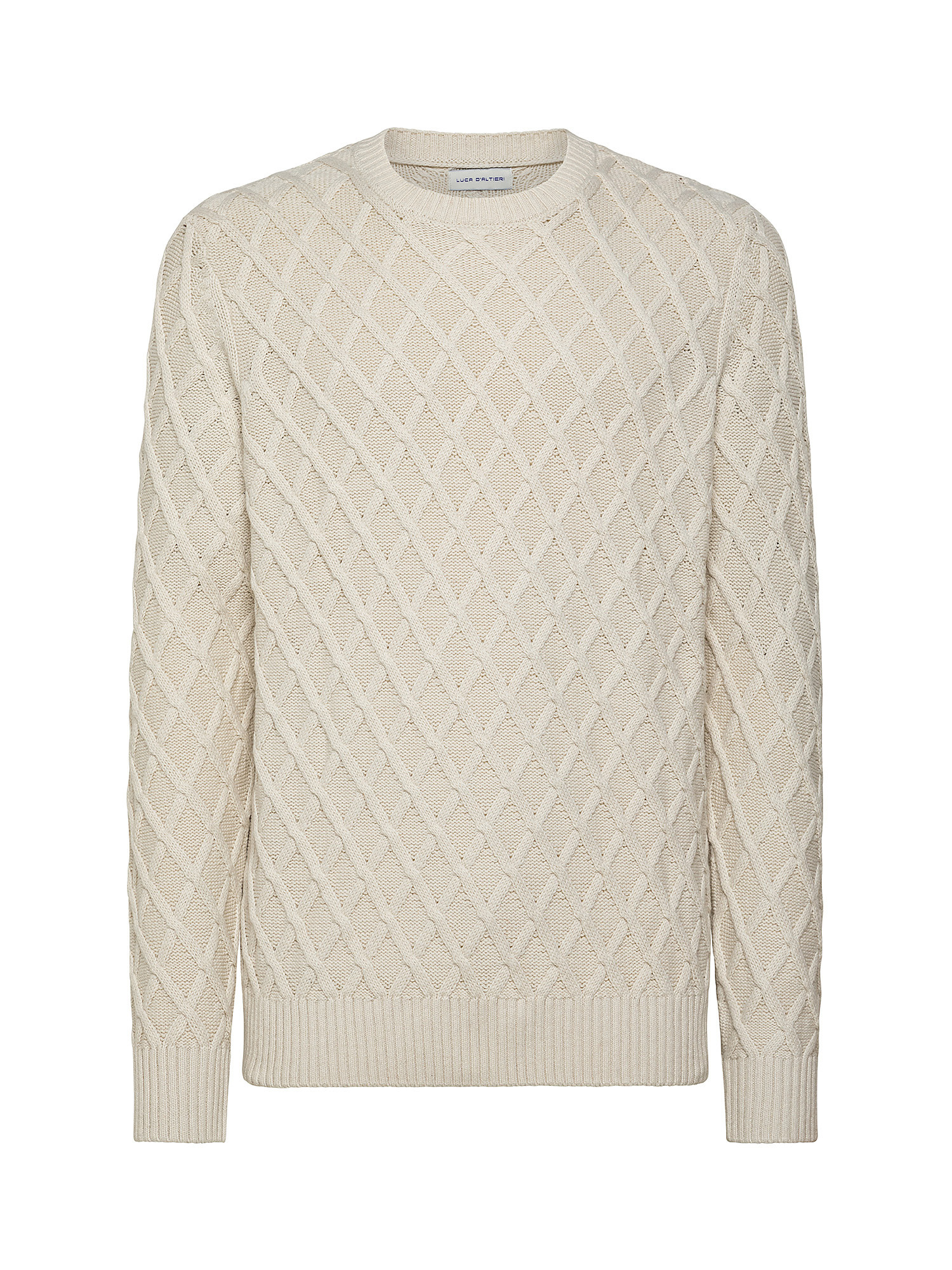 Jacquard braid crewneck sweater, White Cream, large image number 0