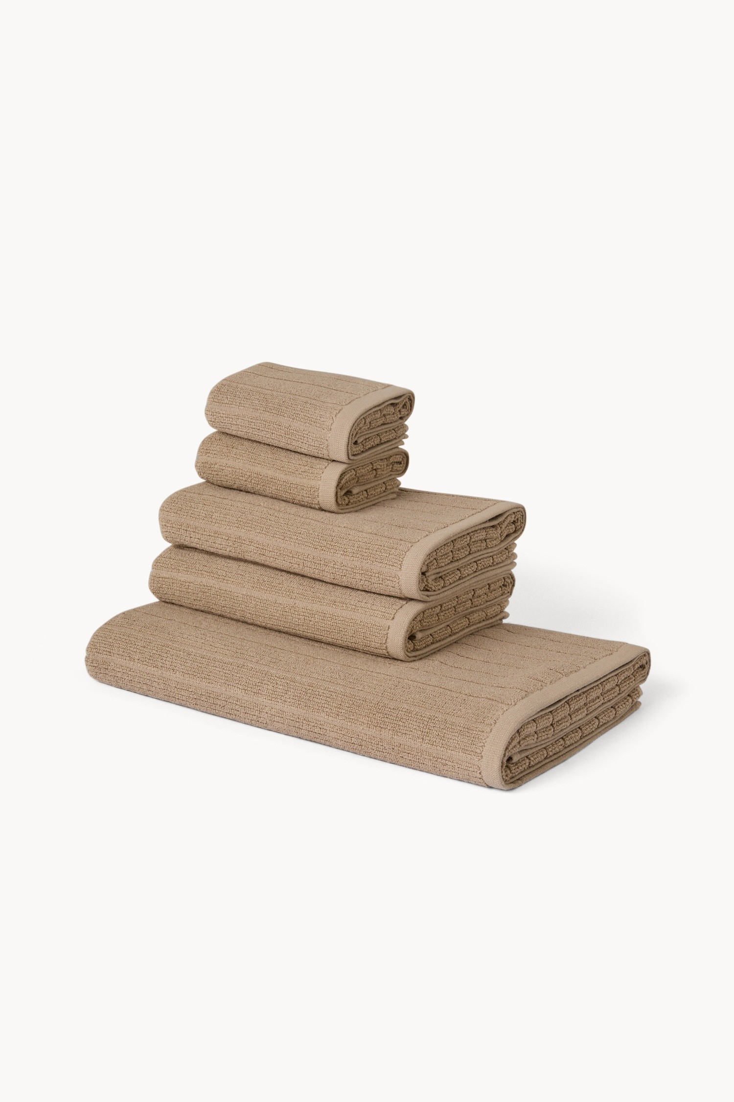 Set of 5 Pure Cotton Towels - Discounted Price, Dark Beige, large image number 0