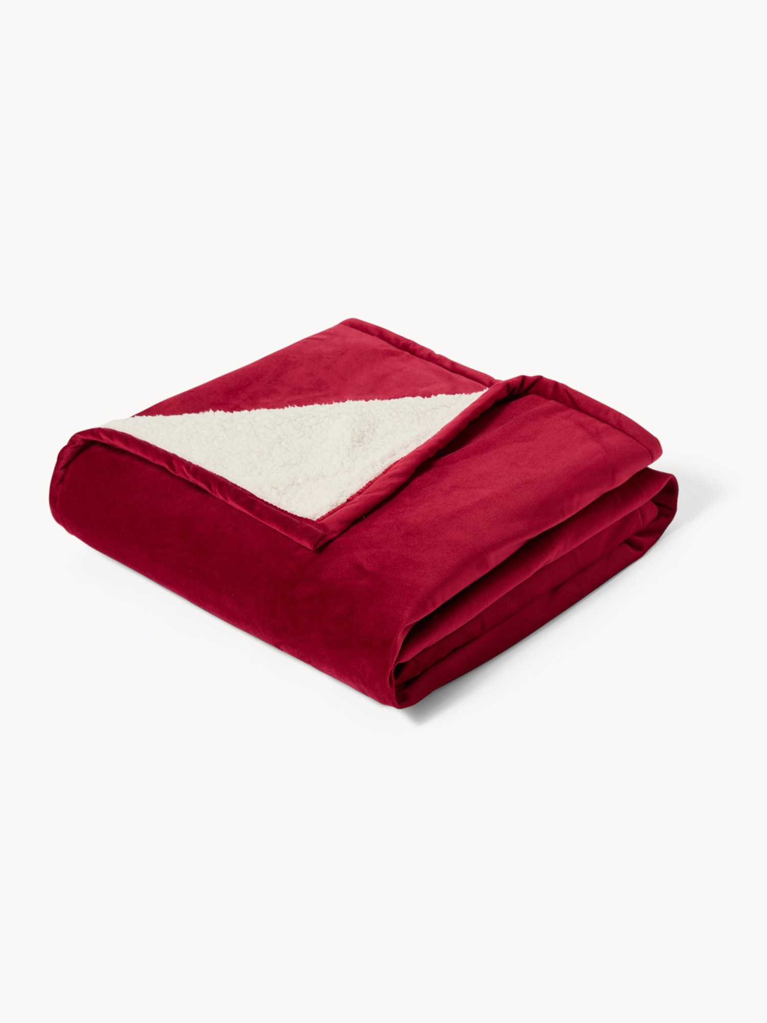 Plaid velluto e sherpa, Rosso, large image number 0
