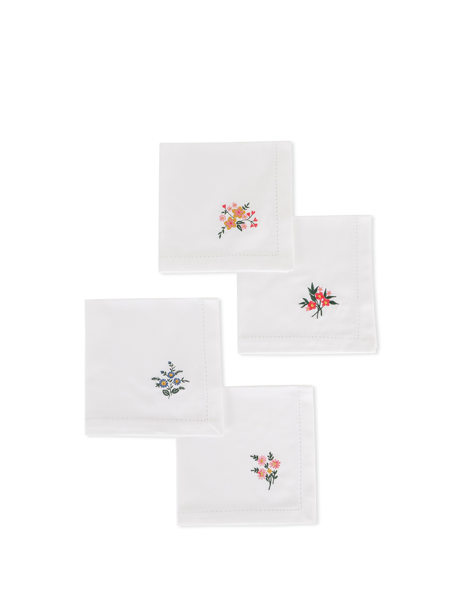 Set of 4 flower embroidered napkins, Multicolor, large image number 0