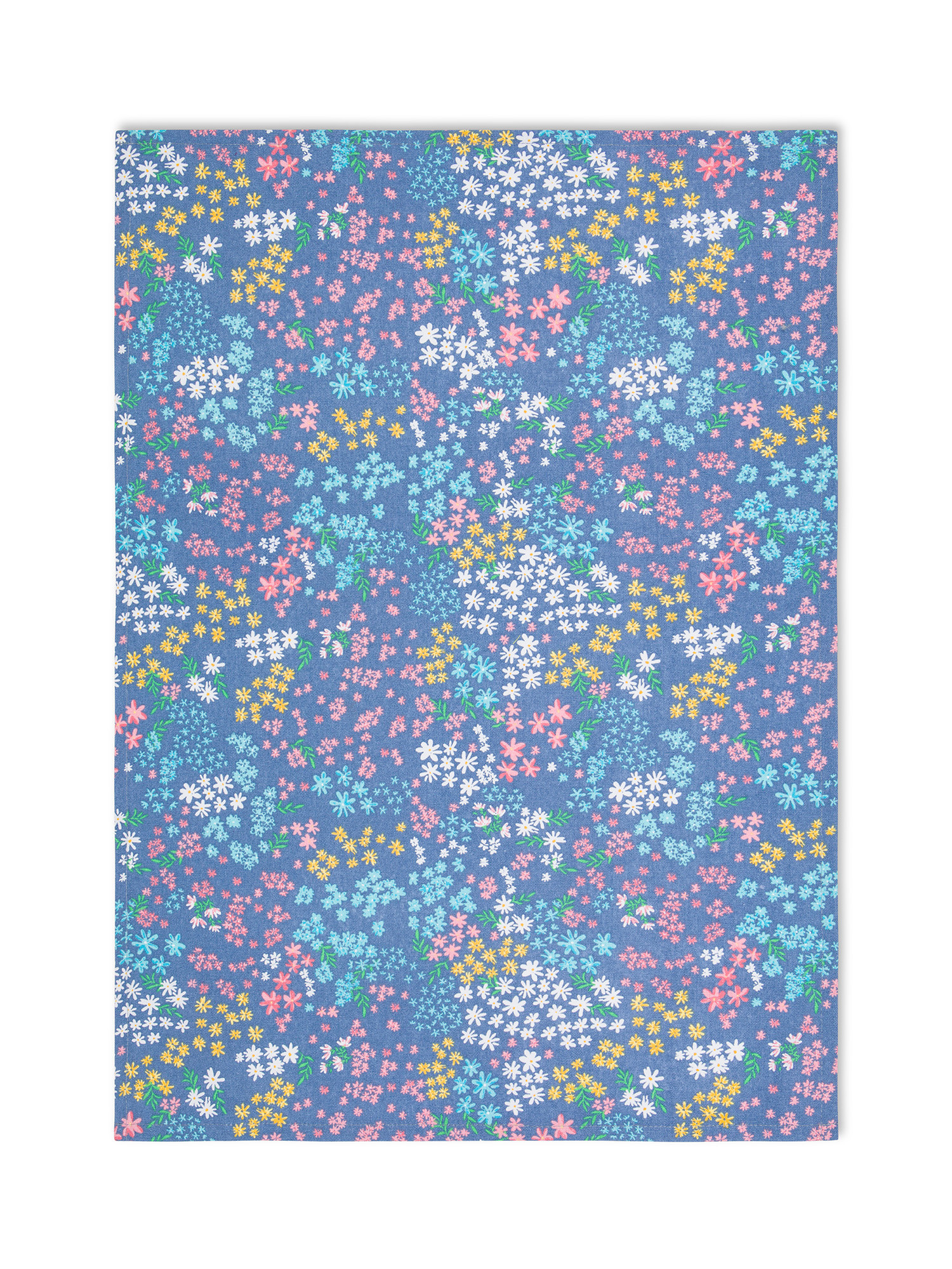 Set of 3 pure cotton tea towels with flower print, Blue, large image number 1