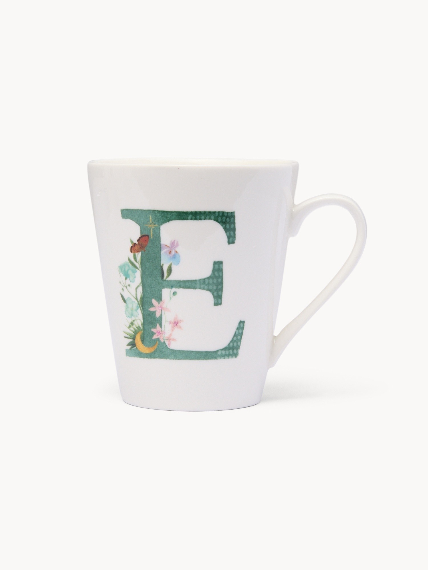 New bone china mug,letter E, White 1, large image number 0