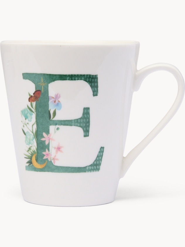 Mug in new bone china lettera E