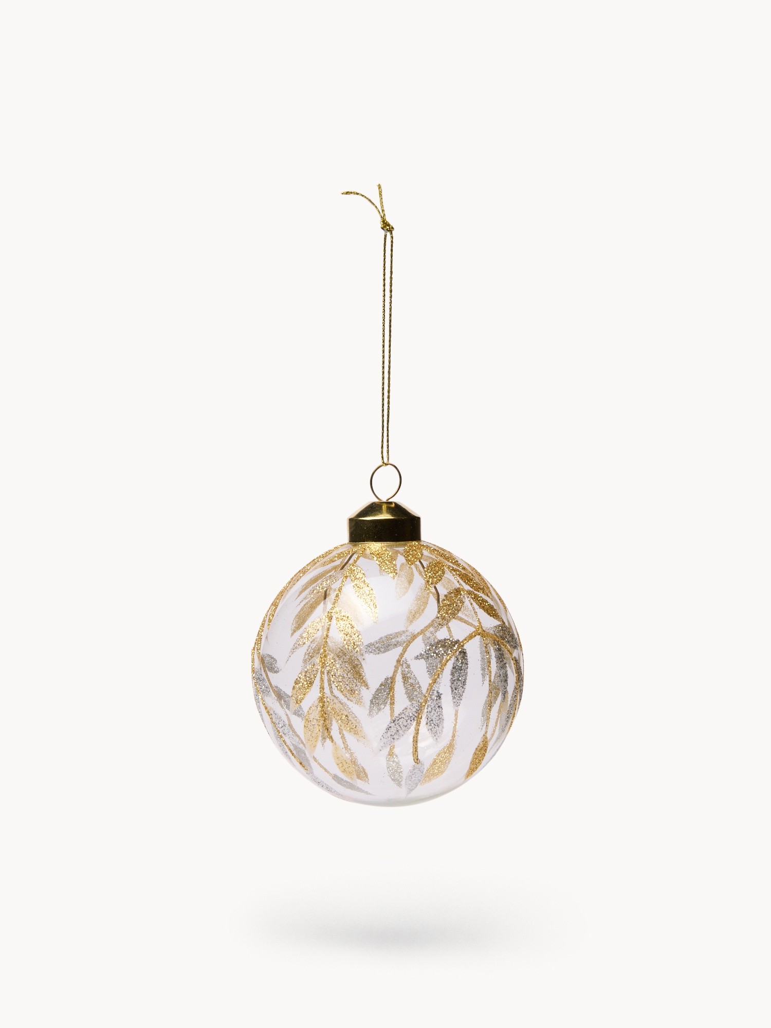 Glass tree bauble, Gold, large image number 0
