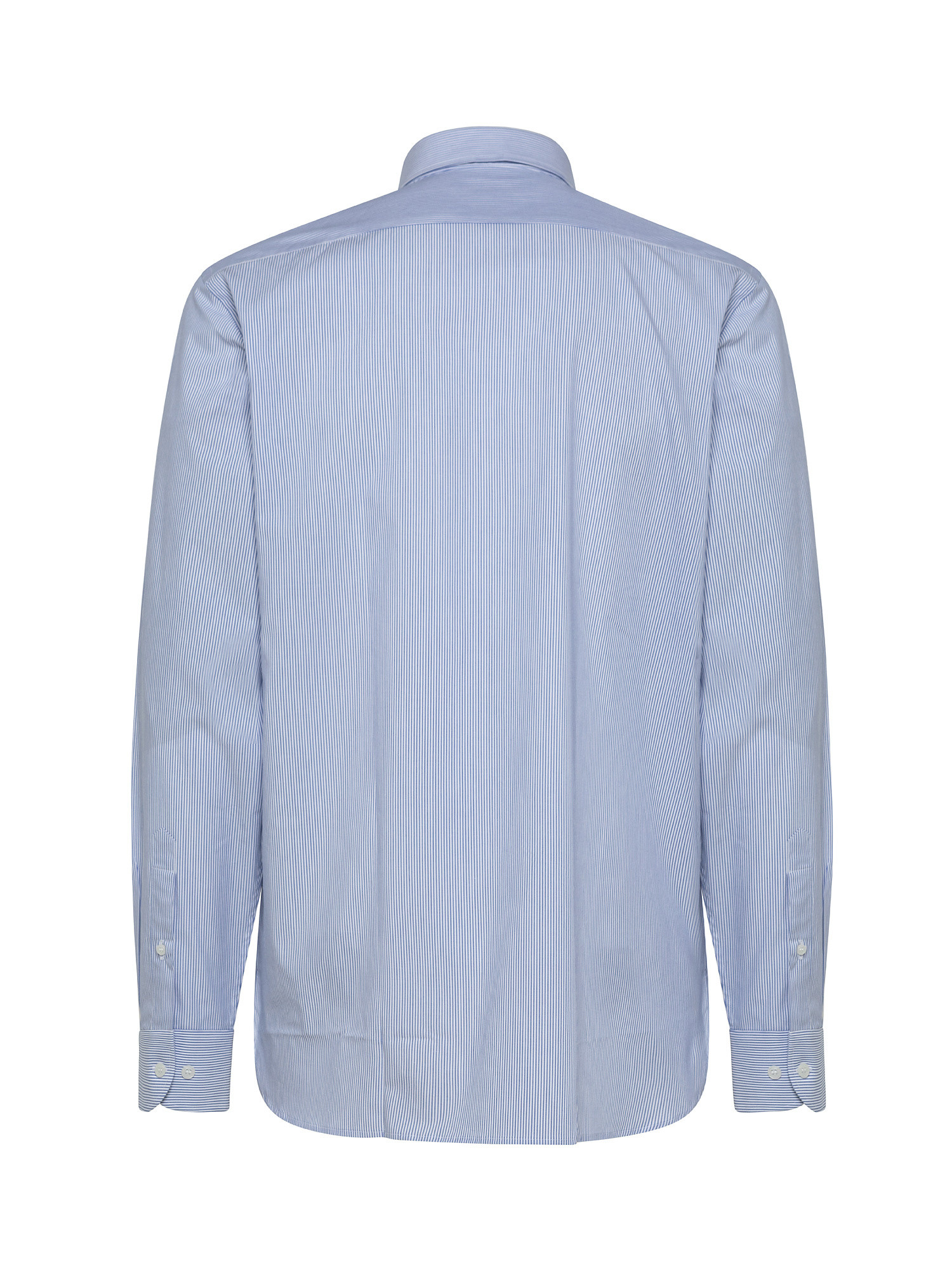 Camicia tailor fit in cotone popeline, Azzurro, large