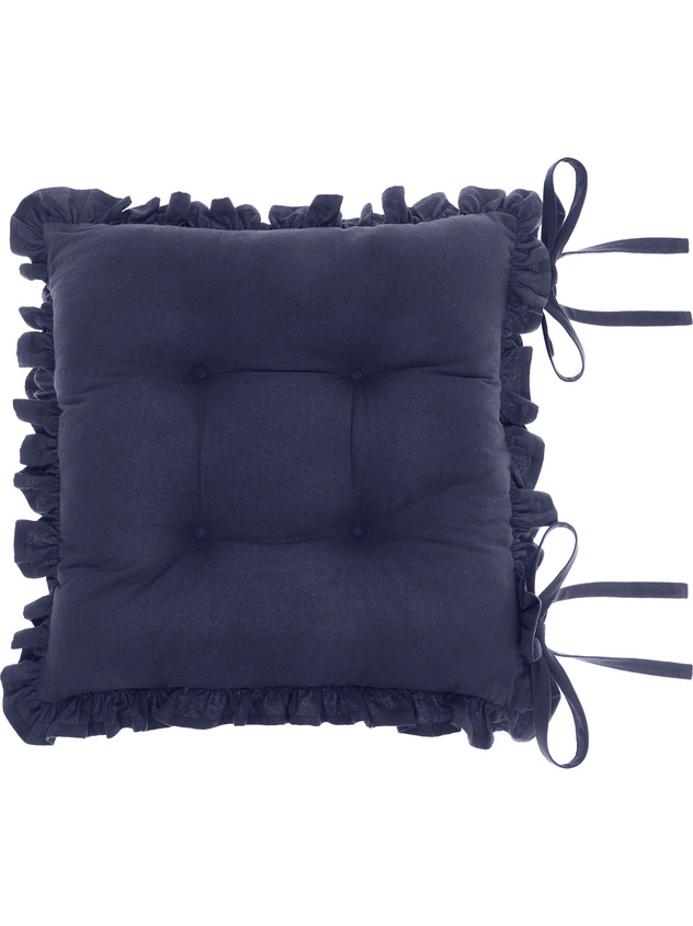 Cuscino da sedia puro cotone garment washed bordo volant
