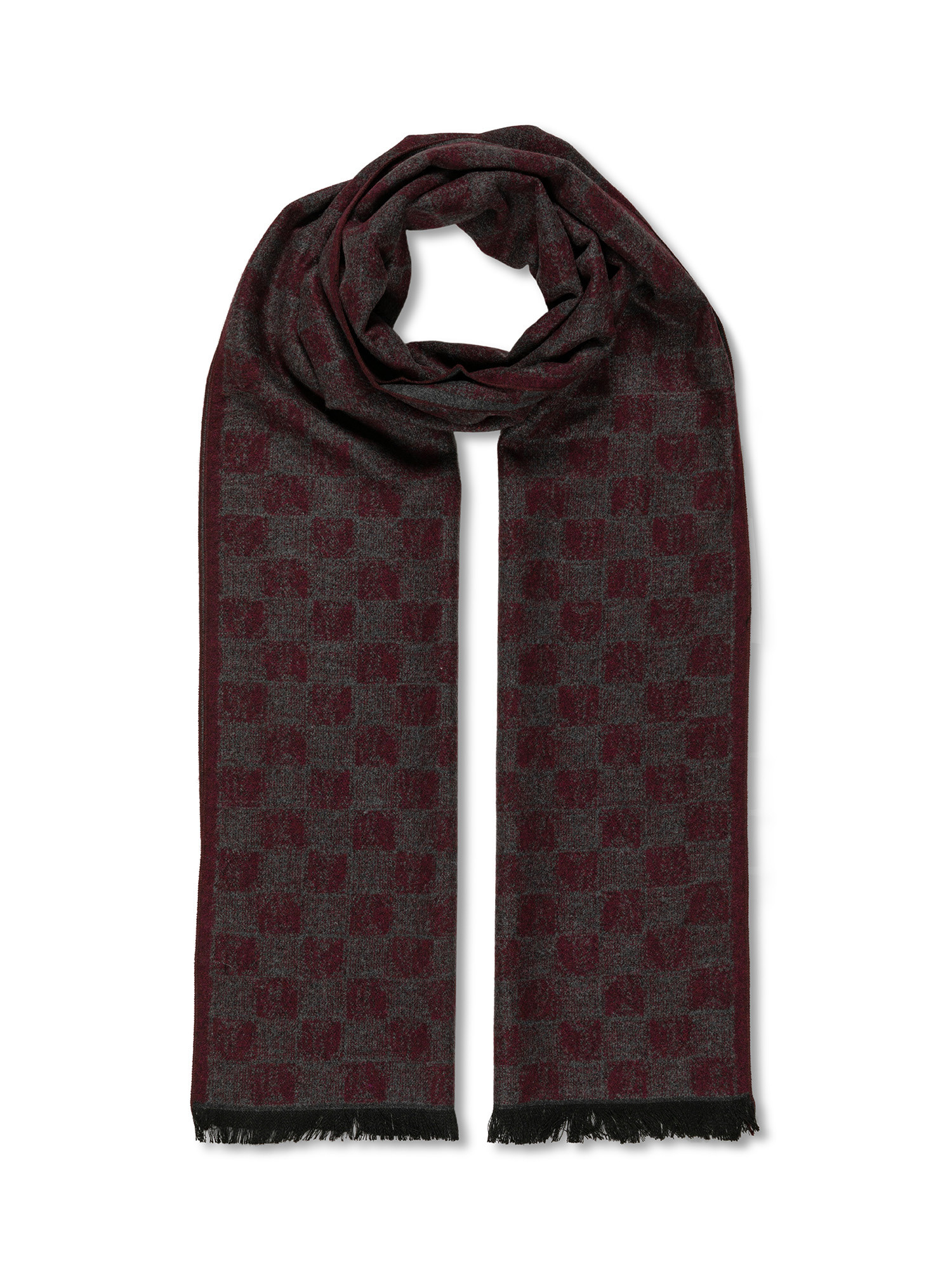 Luca D'Altieri - Checkerboard scarf, Dark Red, large image number 0