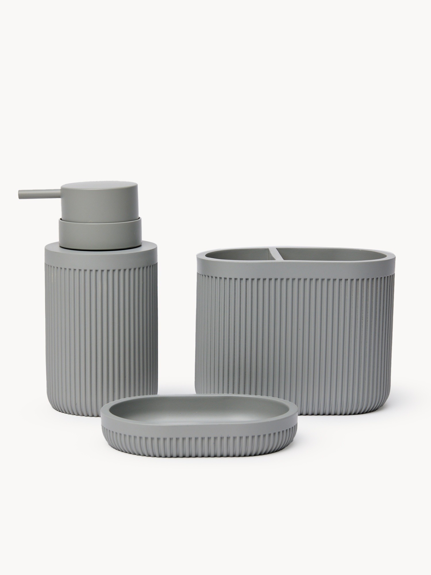 Solid color polyresin soap dish, Grey, large image number 0