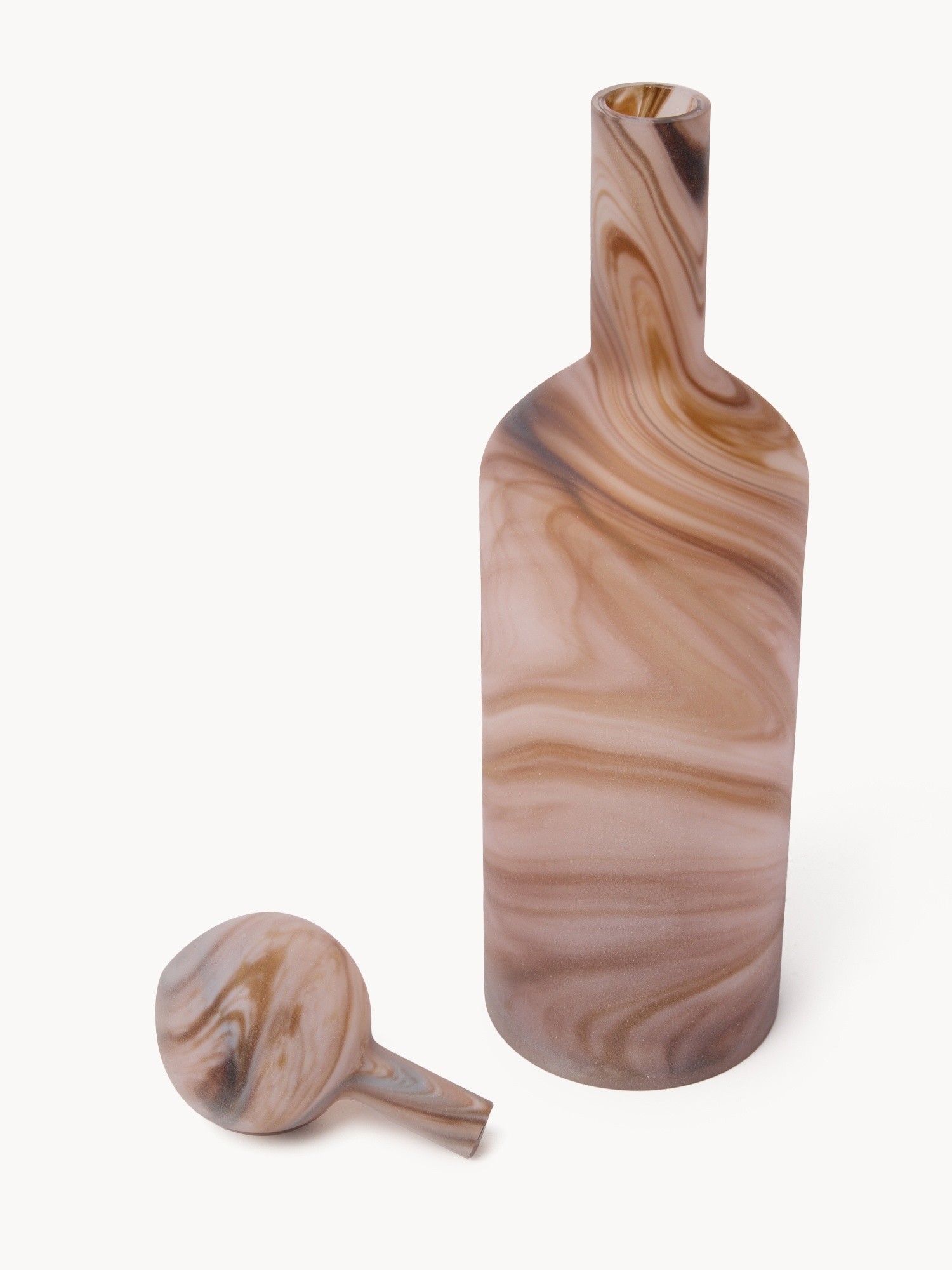 Decorative colored glass bottle, Brown, large image number 1