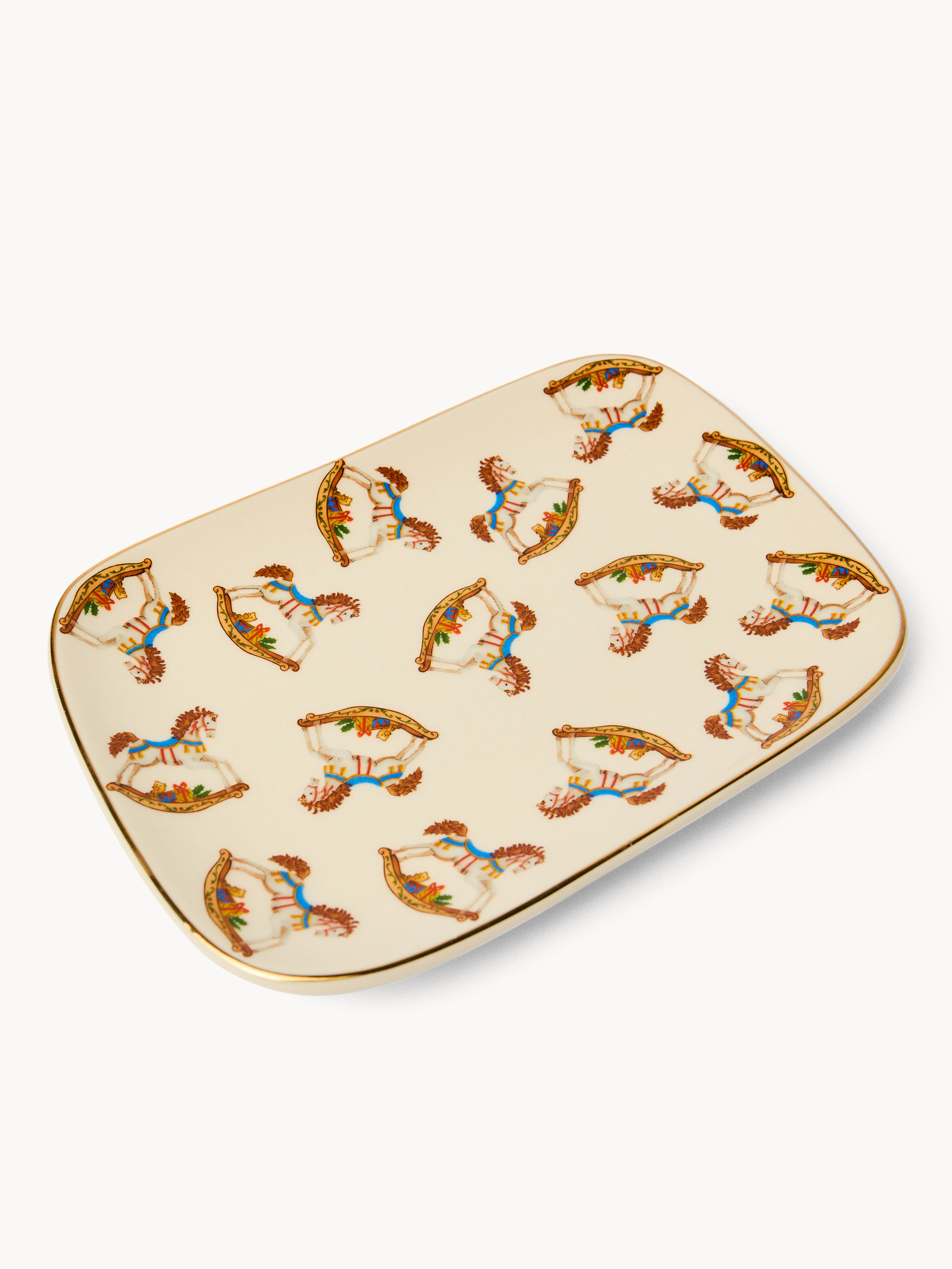 Decorated stoneware rectangular plates, Multicolor, large image number 1