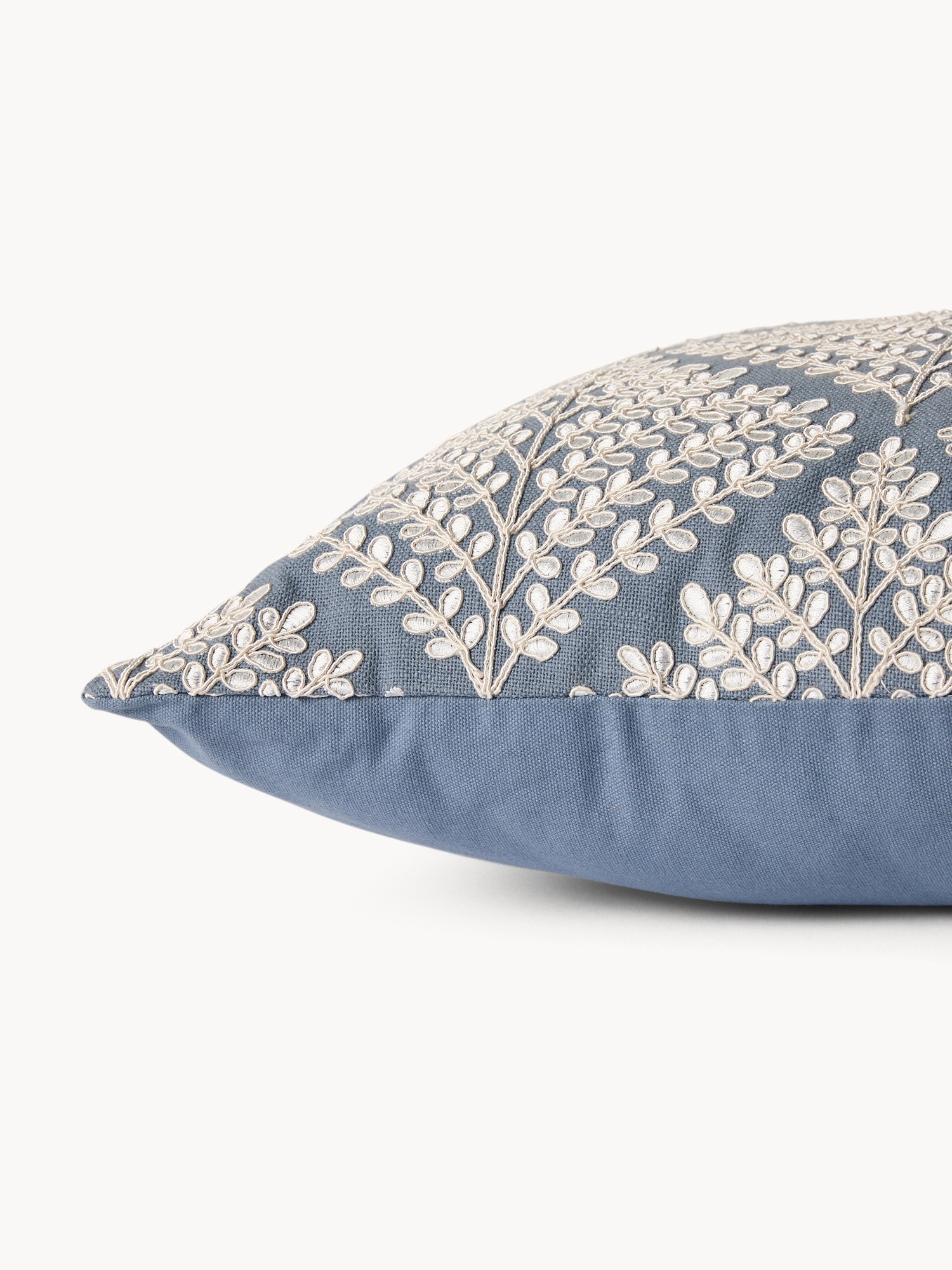 Golden floral embroidery cushion,45x45cm, Blue, large image number 2
