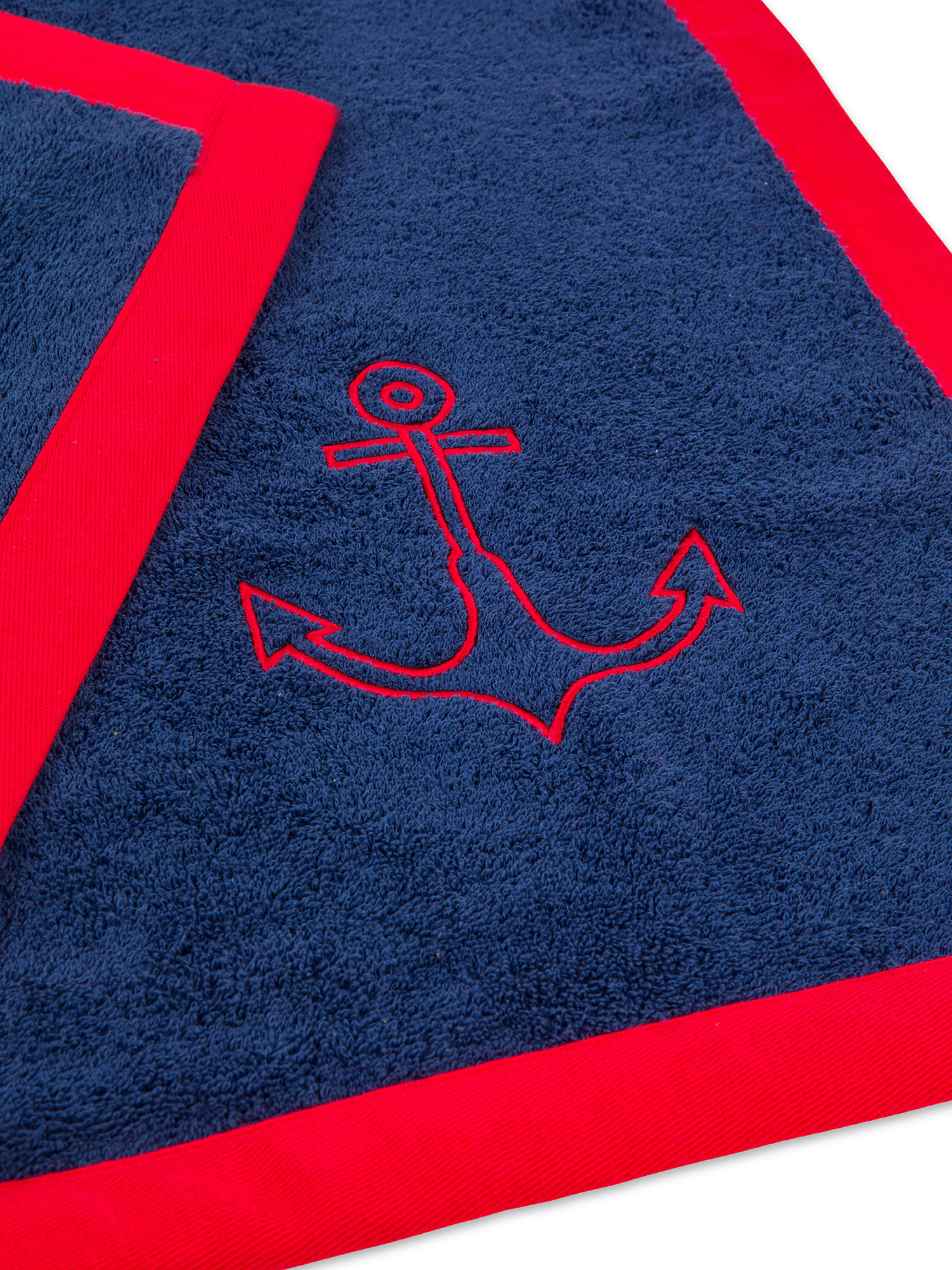 Cotton terry beach towel with anchor embroidery, Blue, large image number 1