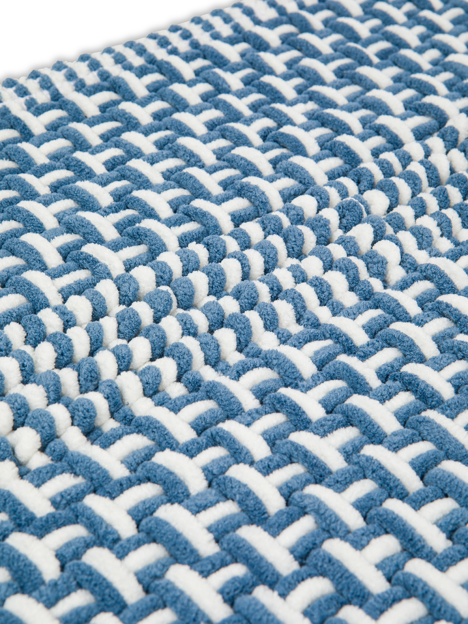 Woven-effect chenille bathroom rug, Blue, large image number 1