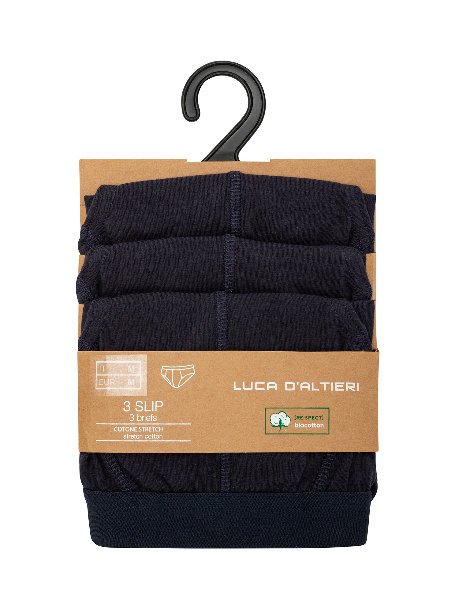 Luca D'Altieri - Set of 3 solid color organic cotton briefs, Dark Blue, large image number 1
