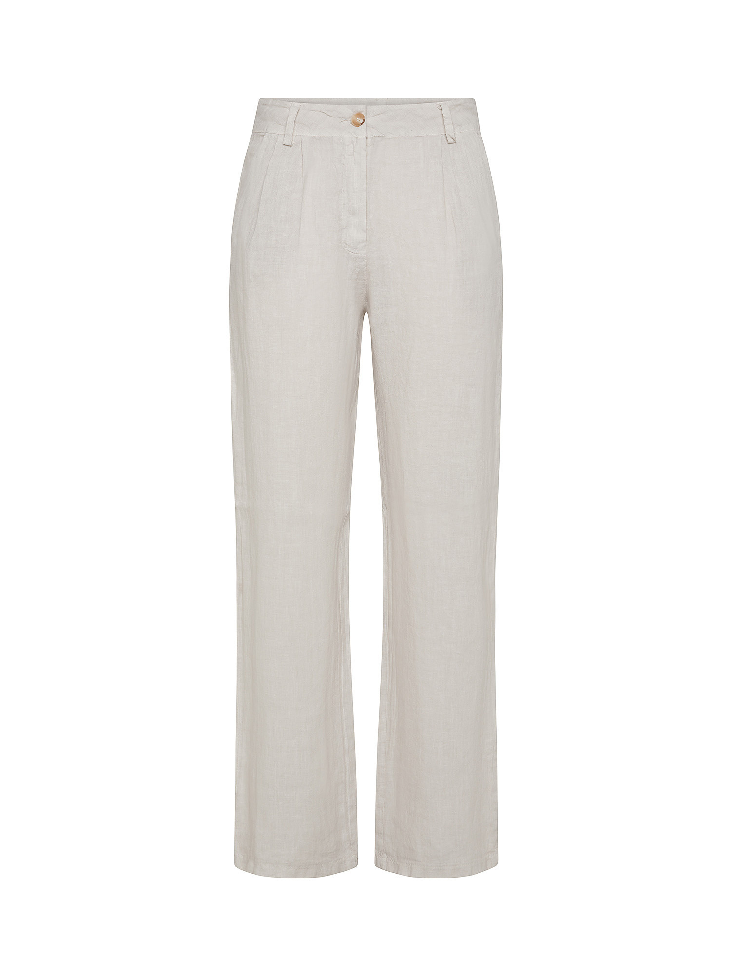 Koan - Linen trousers with pleats, Beige, large image number 0