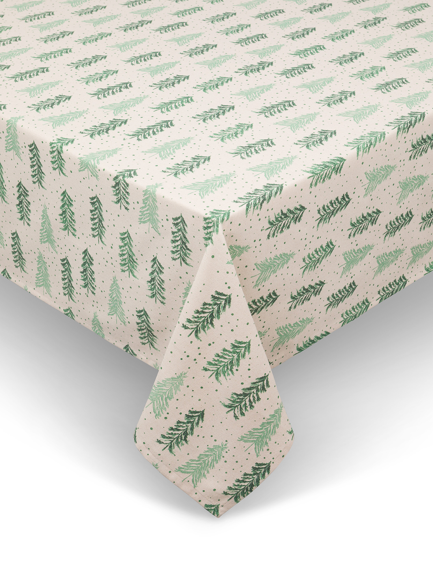 Cotton tablecloth with Christmas tree print, White, large image number 0