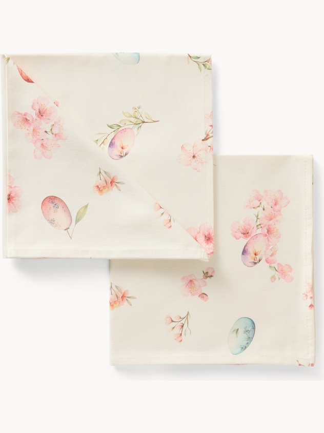 Set of 2 cotton drill napkins with Easter print by Tessitura Randi