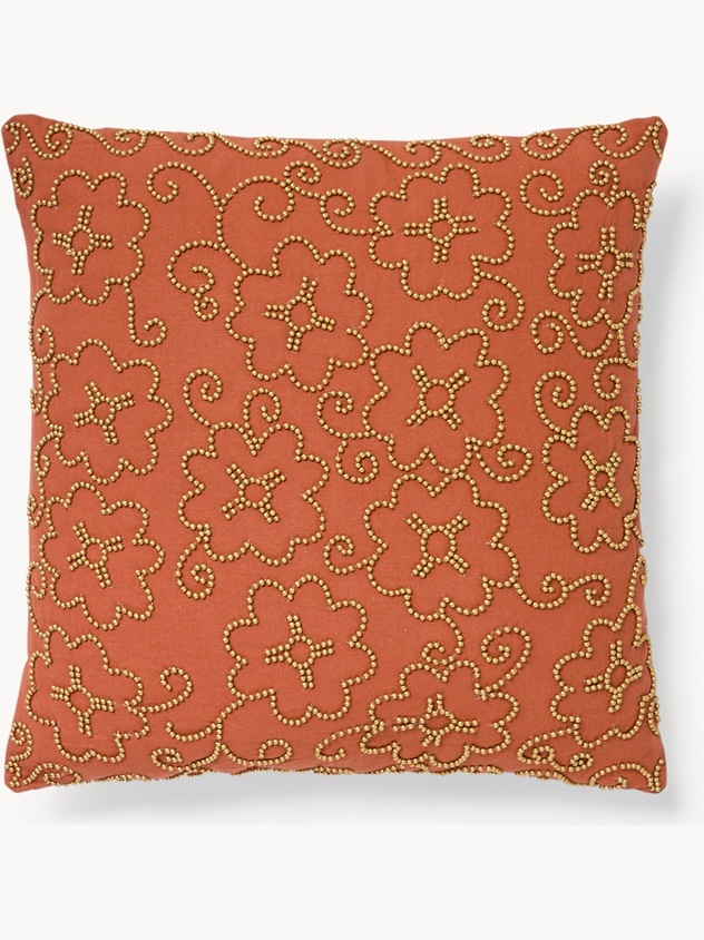 Cuscino in puro cotone con applicazione borchie 45x45cm - Prezzo di lancio