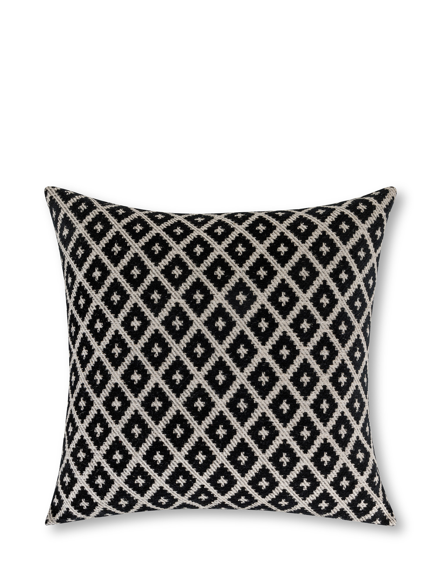 Cushion in jacquard fabric with geometric pattern 45x45 cm, White, large