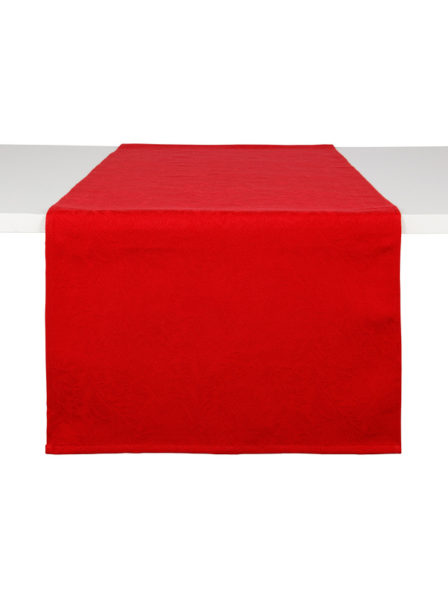 Solid color cotton table runner with jacquard weave