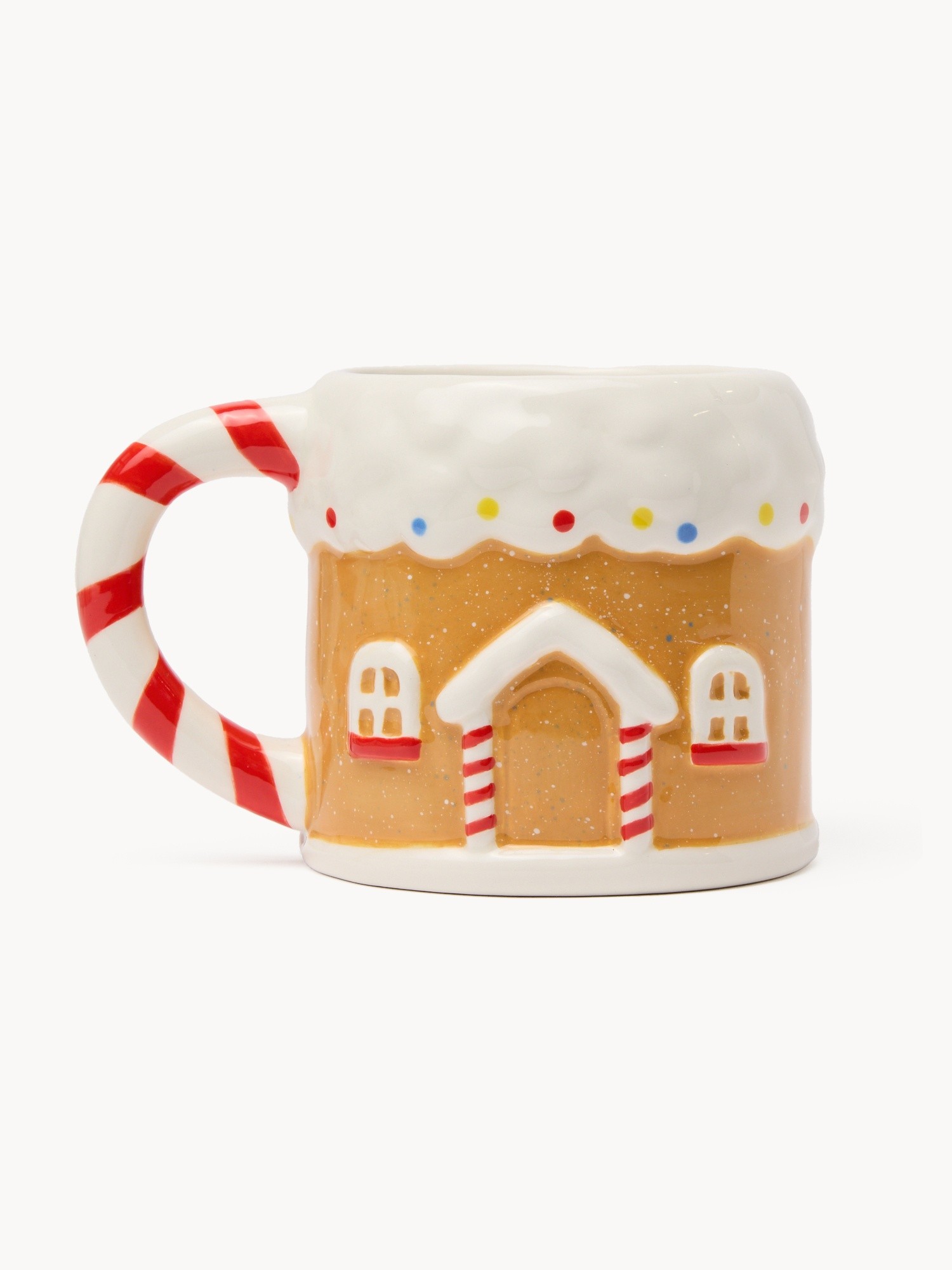 Ceramic mug shaped like a gingerbread house, Light Brown, large image number 0