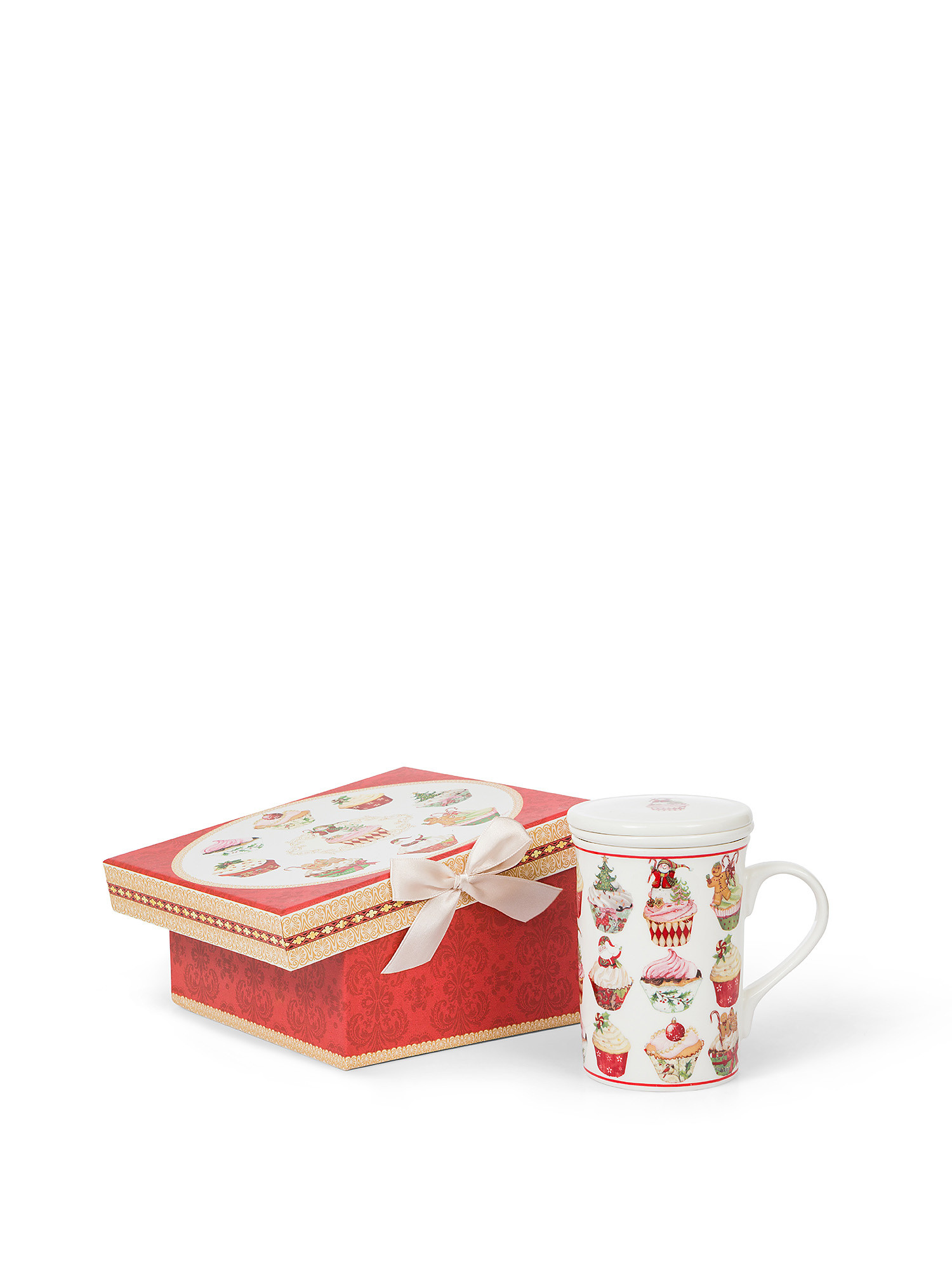 Tisaniera new bone china vintage, Bianco/Rosso, large image number 0