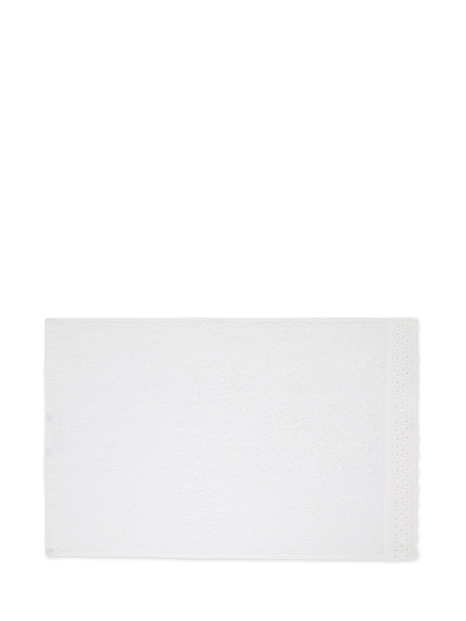 Asciugamano in spugna di cotone con bordo Sangallo, Bianco, large image number 1
