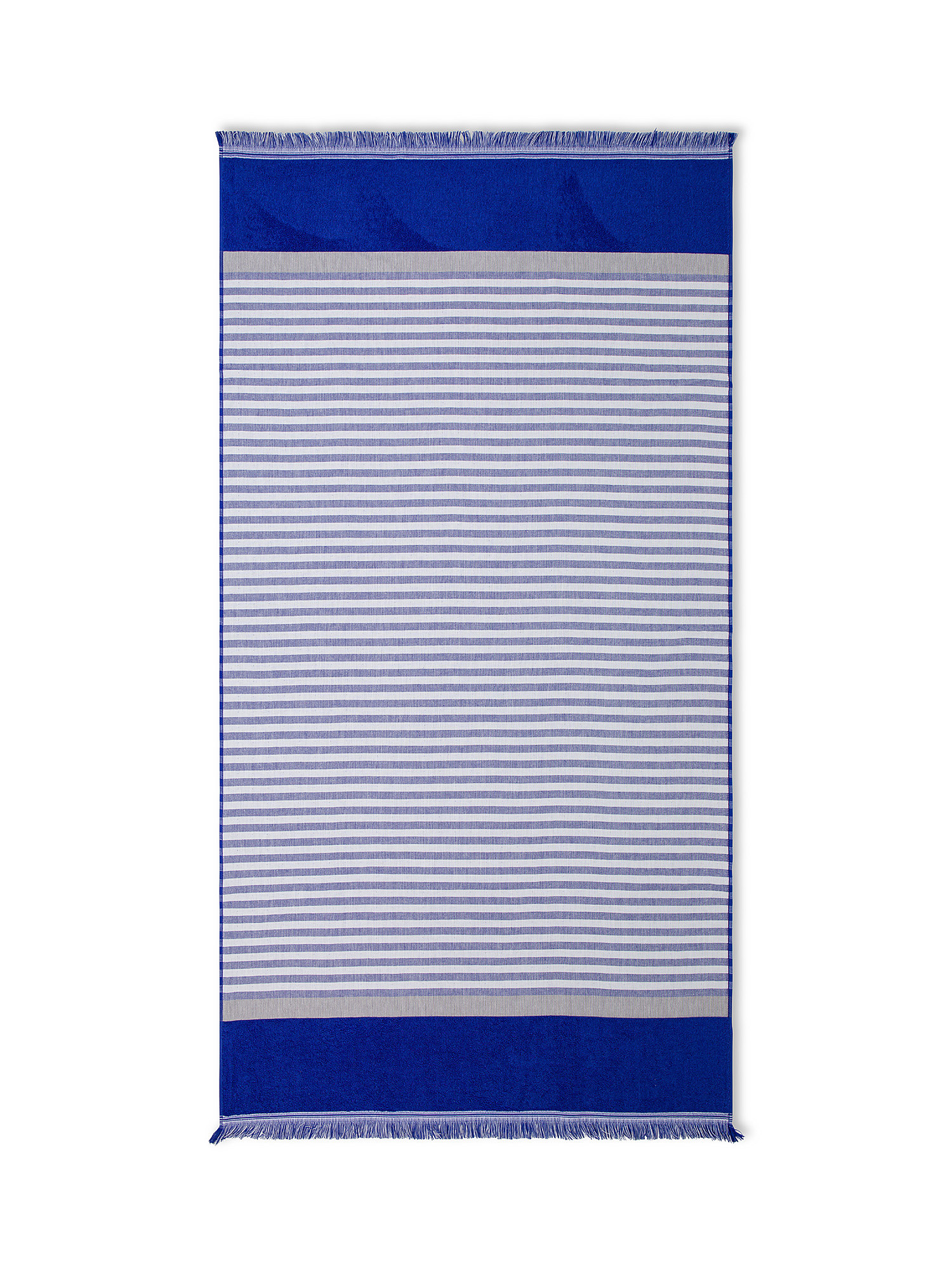 Pure cotton beach towel with striped pattern, Blue Cornflower, large image number 0