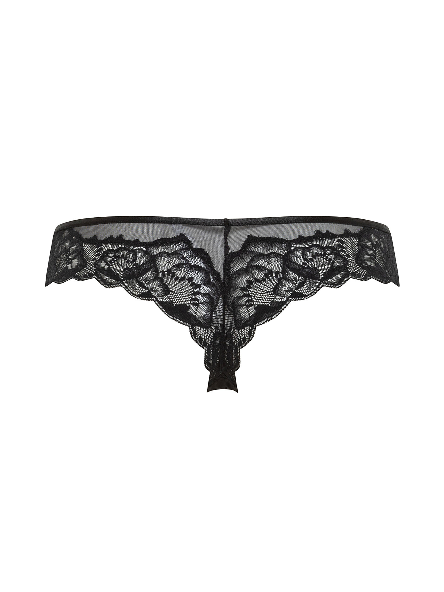 Thong with lace inserts, Black, large image number 1