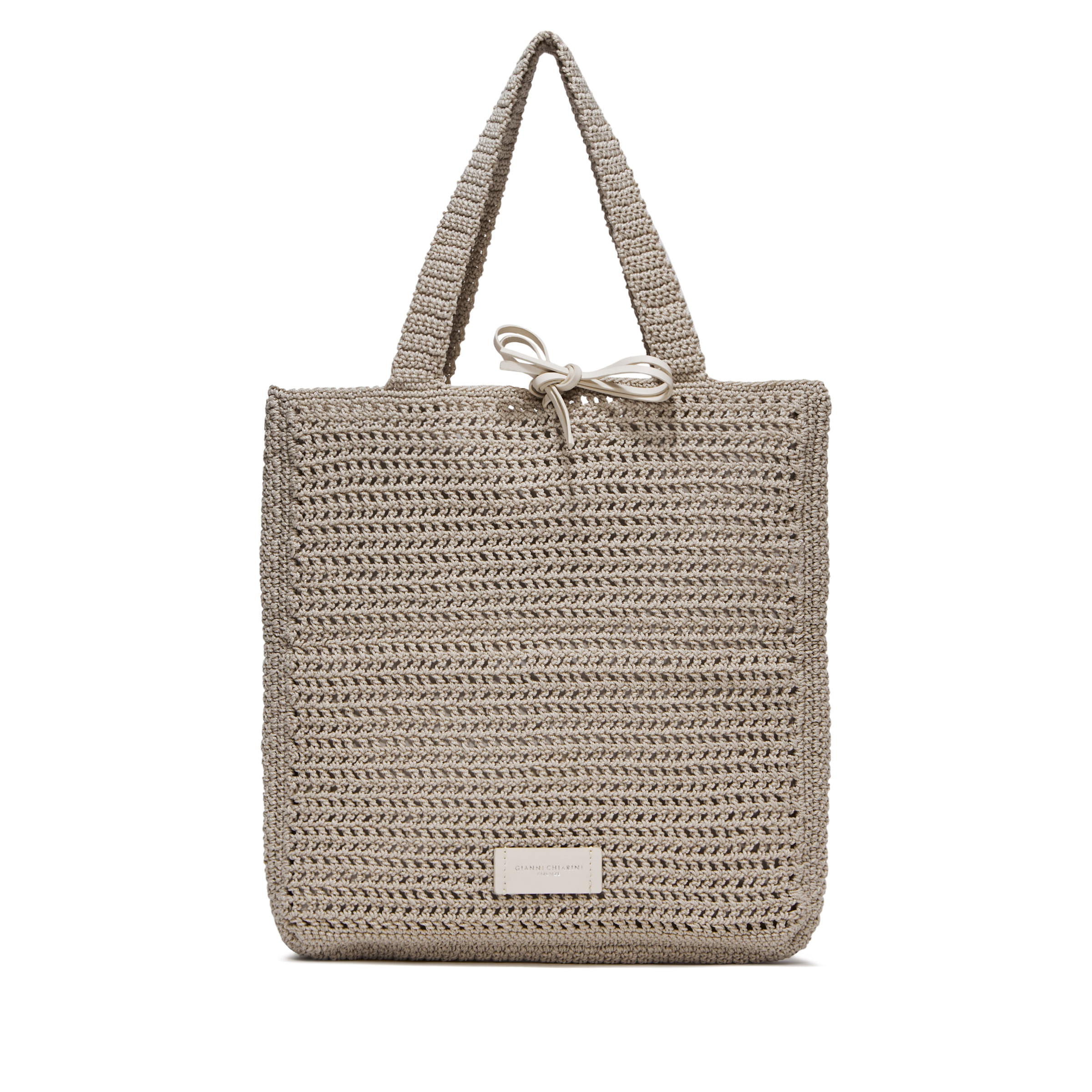 Gianni Chiarini - Victoria bag in leather and fabric, Pearl Grey, large image number 0