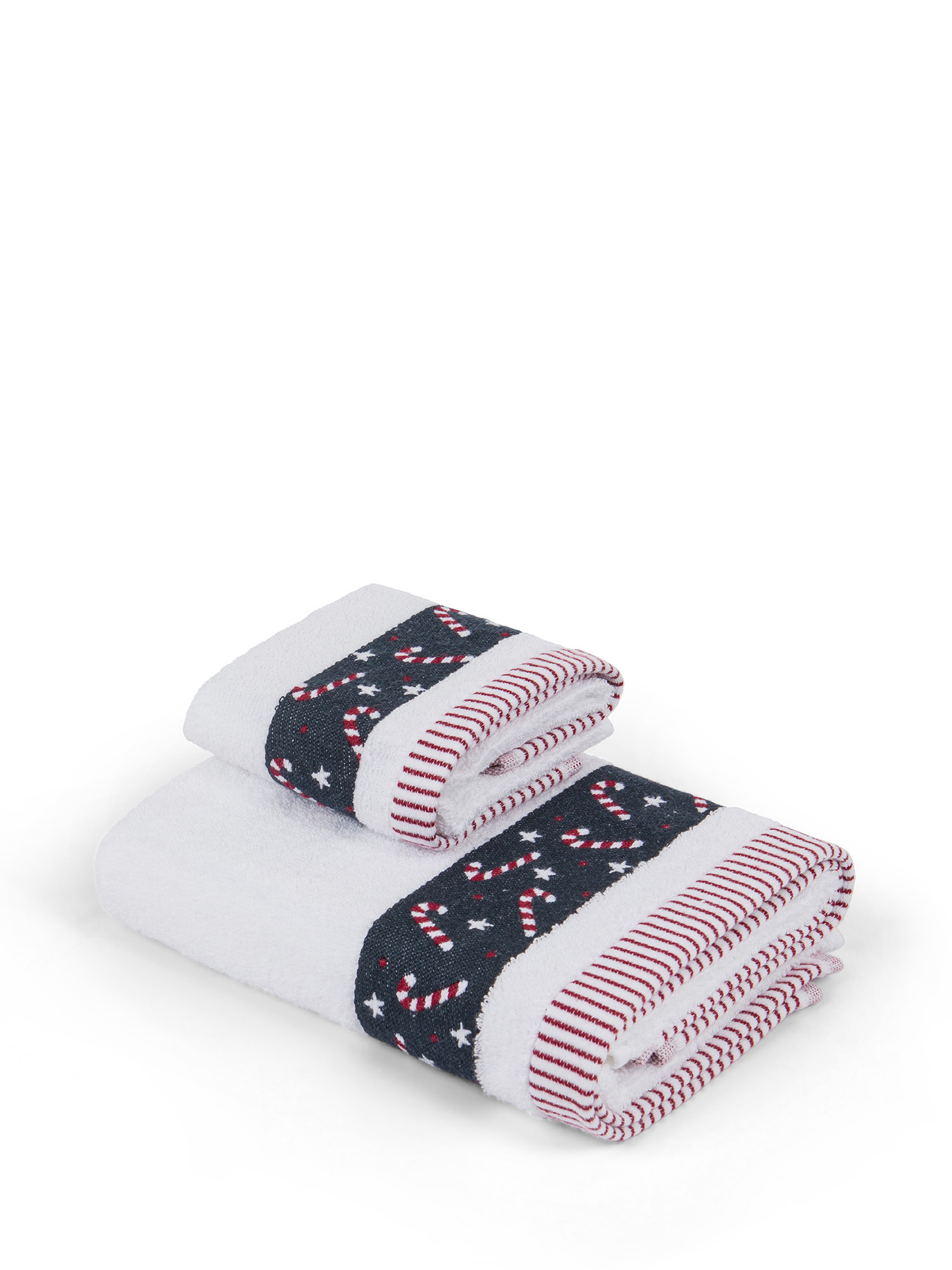 Cotton towel set with frill, White, large image number 0