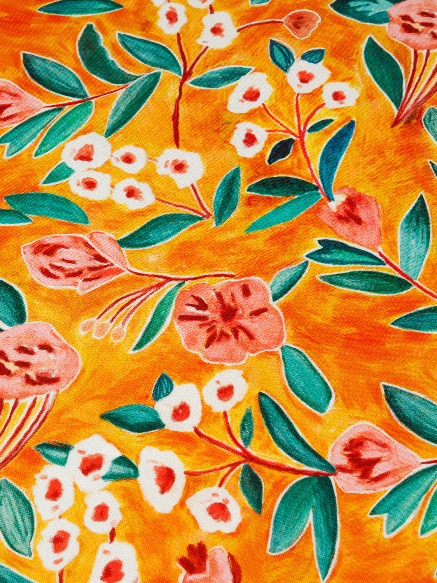Tovaglia puro cotone idrorepellente stampa digitale floreale, Arancione, large image number 1
